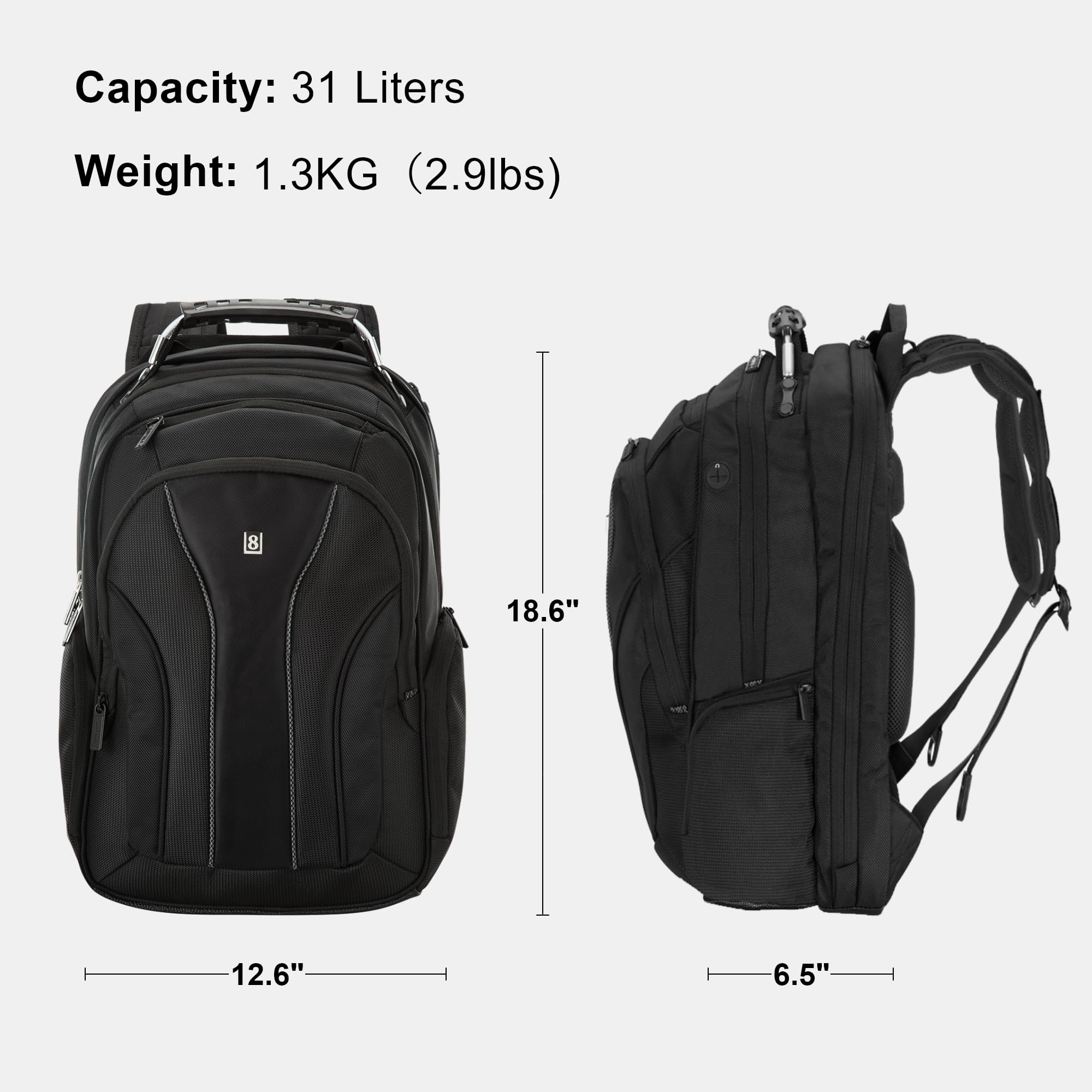 LEVEL8 Laptop Backpack for Work & Travel - Fits 15.6