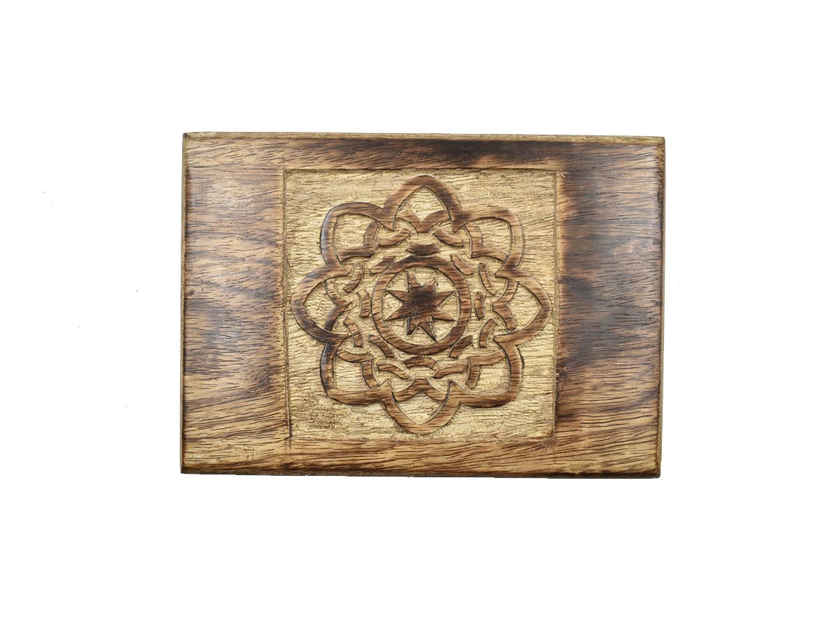 Handmade Wooden Mandala Jewelry Box with Celtic Carvings - Decorative Treasure Chest for Women | Jewelry Organizer, Keepsake Box & Gift for Her | Perfect for Home Decor, Wedding Gifts & Jewelry Storage
