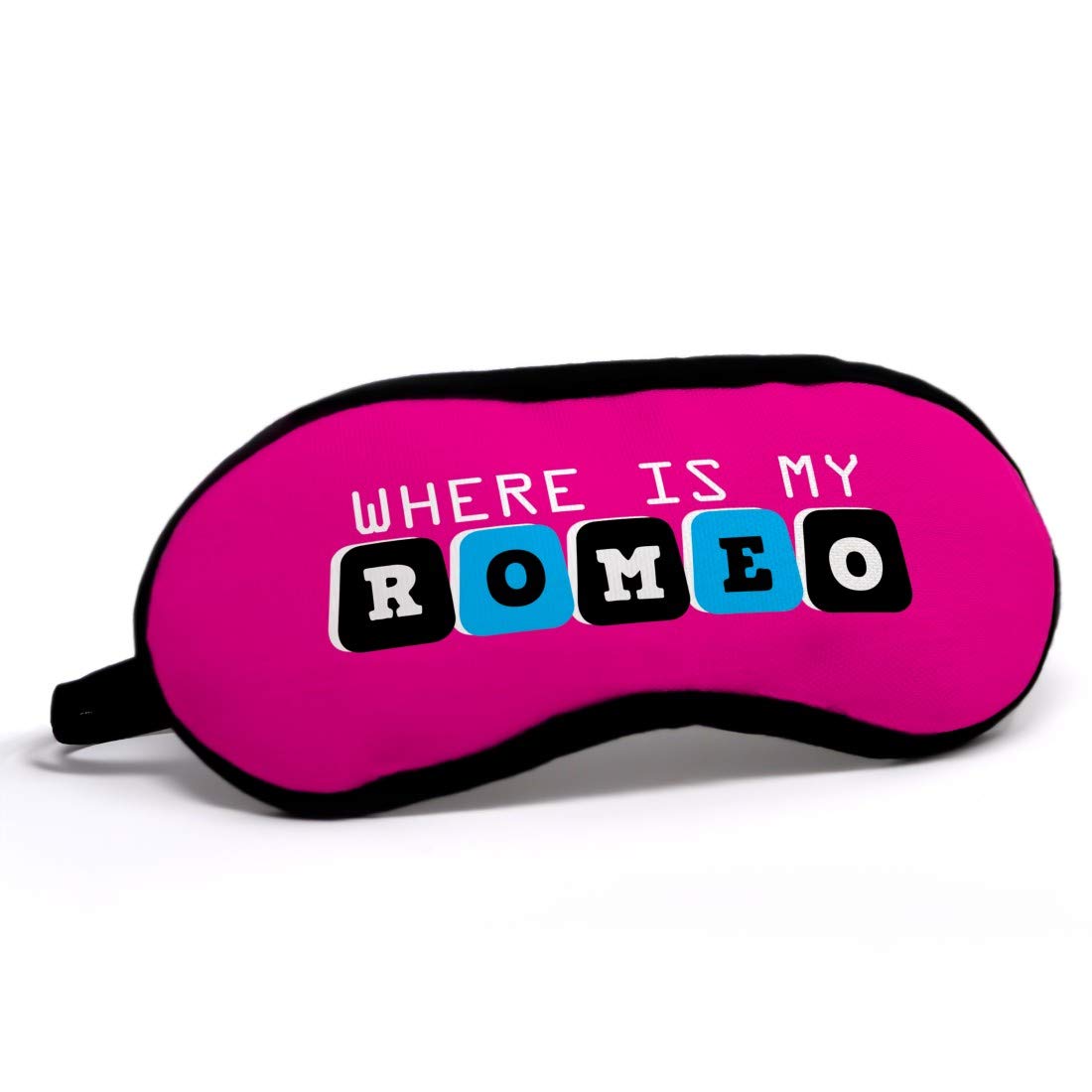 Indigifts Valentine's Day Gift - 'Where Is My Romeo' Quote Printed Pink Eye Mask (7.8X3.3 inches) | Perfect Valentine Gifts for Girlfriend, Birthday Gift for Her, Wife Birthday Present | Great for Relaxation, Sleep Aid & Spa Days