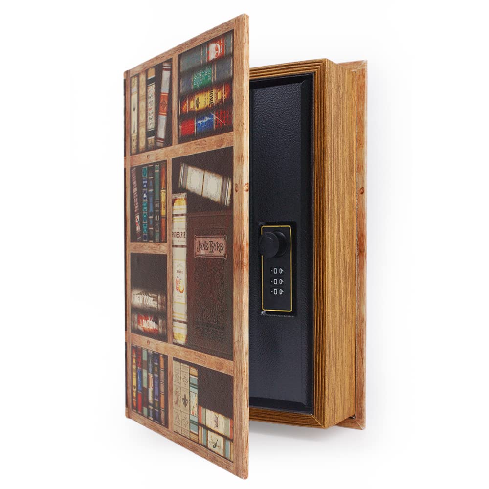 Antique Wooden Book Safe with Secret Compartment & Combination Lock - Vintage Book Storage Box for Jewelry, Money & Valuables - Perfect for Home Decor, Bookshelf Display & Hidden Storage Solutions