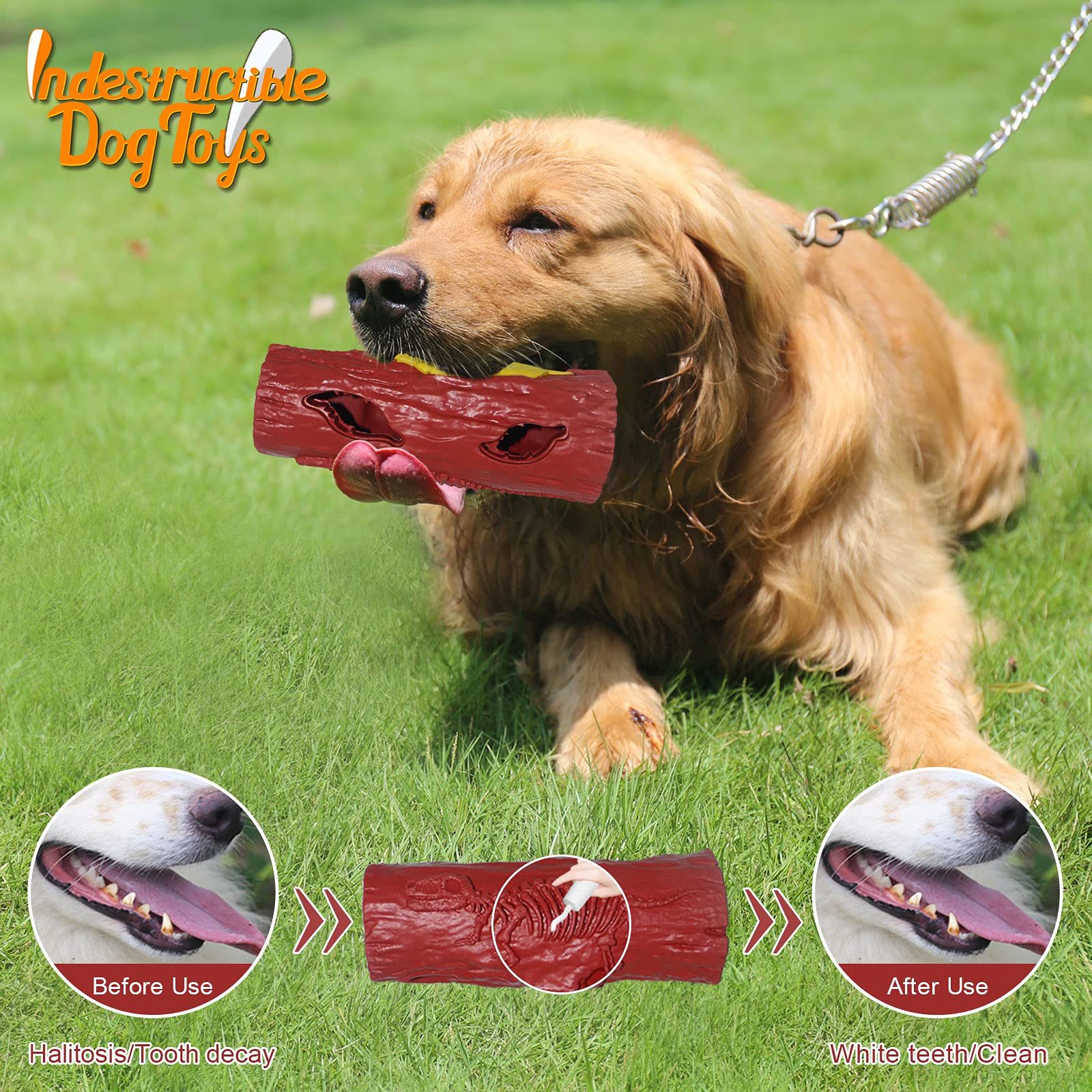 Indestructible Dog Chew Toys for Aggressive Chewers - Heavy Duty Chew Toys for Small, Medium & Large Breed Dogs - Durable XXL Dog Bone for Powerful Jaws - Perfect for Teething, Anxiety Relief & Playtime