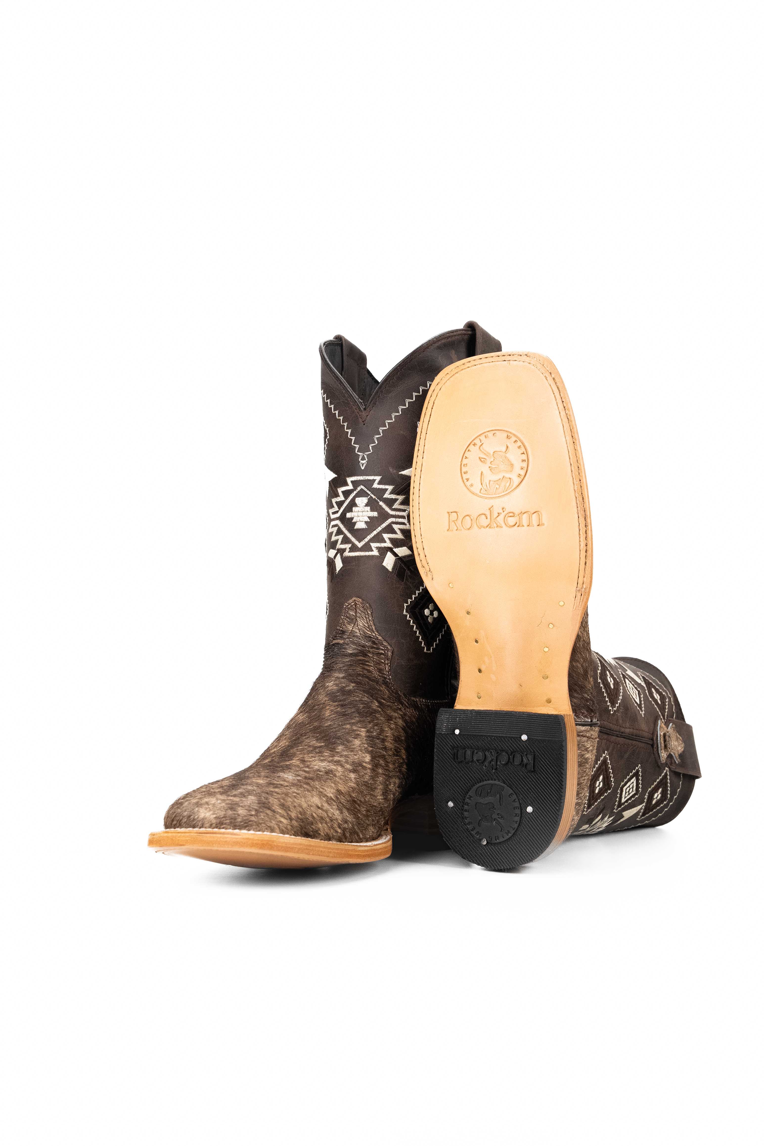 Authentic Men's Cowhide Square Toe Cowboy Boots - Size 9.5 - Western Style Rodeo & Country Fashion - Perfect for Line Dancing, Rodeos & Outdoor Adventures