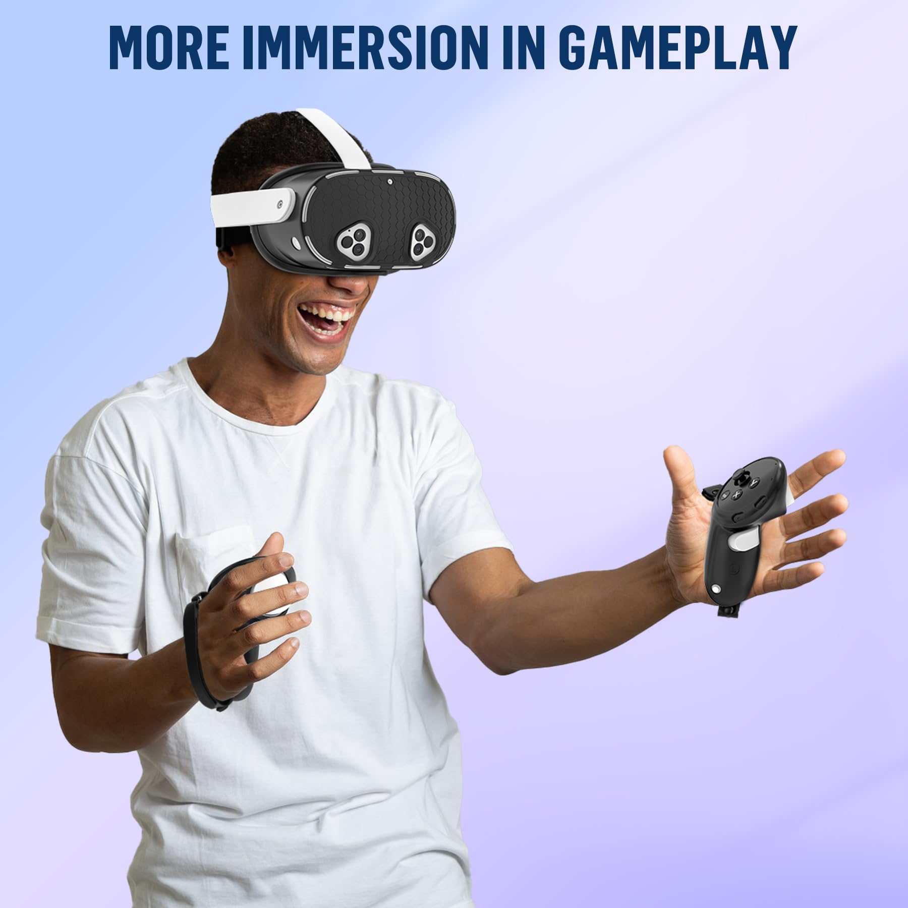 Meta Quest 3S VR Accessories Set - Silicone Face Cover, Controller Grips, Headset Shell & Lens Protector for Oculus/Meta Quest 3S (Black) - Enhanced Comfort & Protection for VR Gaming & Fitness