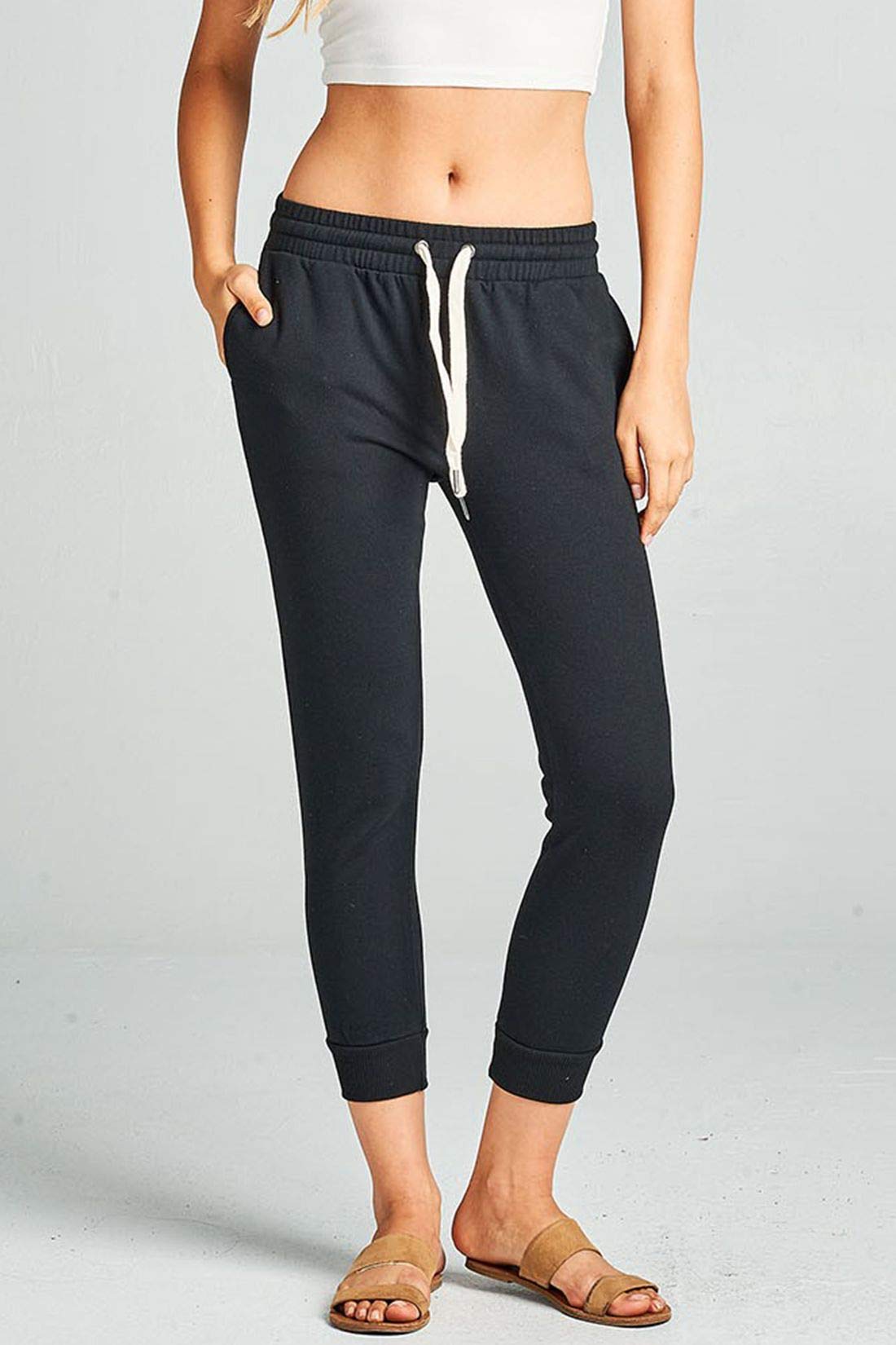 FashionMille Women's French Terry Fleece Capri Jogger Lounge Sweatpants - Soft Comfortable Casual Pants for Yoga, Running, Workout & Home Relaxation