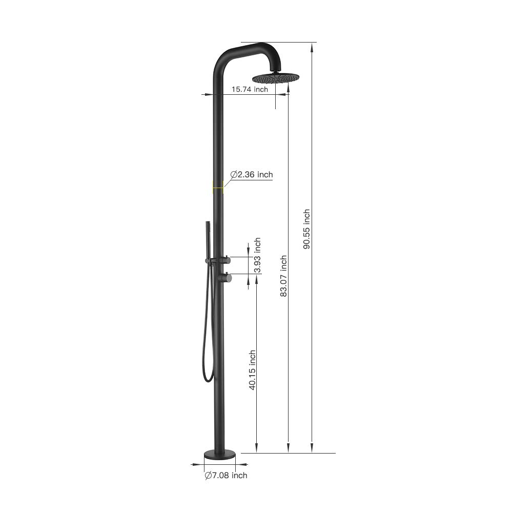 HEATGENE Outdoor Shower with 6 Body Jets & Handheld Shower Head - Matte Black - Perfect for Poolside, Patio, Garden, and Beach Use
