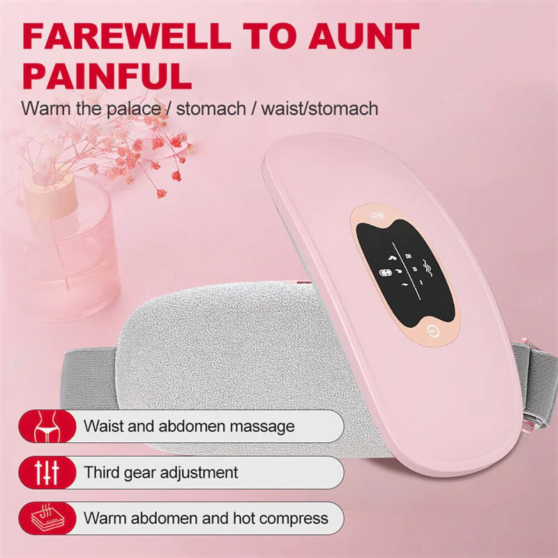 Electric Heating Menstrual Pad Belt with Vibration & Heat Therapy - Period Pain Relief for Women - Comfortable Cramp Relief at Home, Work or During Sleep