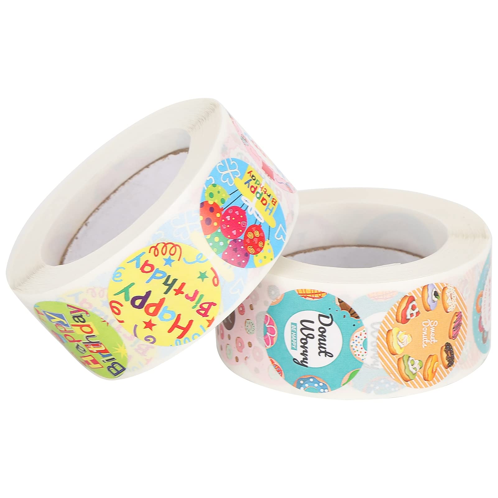 2Pcs Happy Birthday Stickers - Round Birthday Stickers Roll for Gift Wrapping, Party Decorations, Scrapbooking (Yellow) - Perfect for Adults' Birthday Parties, DIY Crafts & Celebration Decor