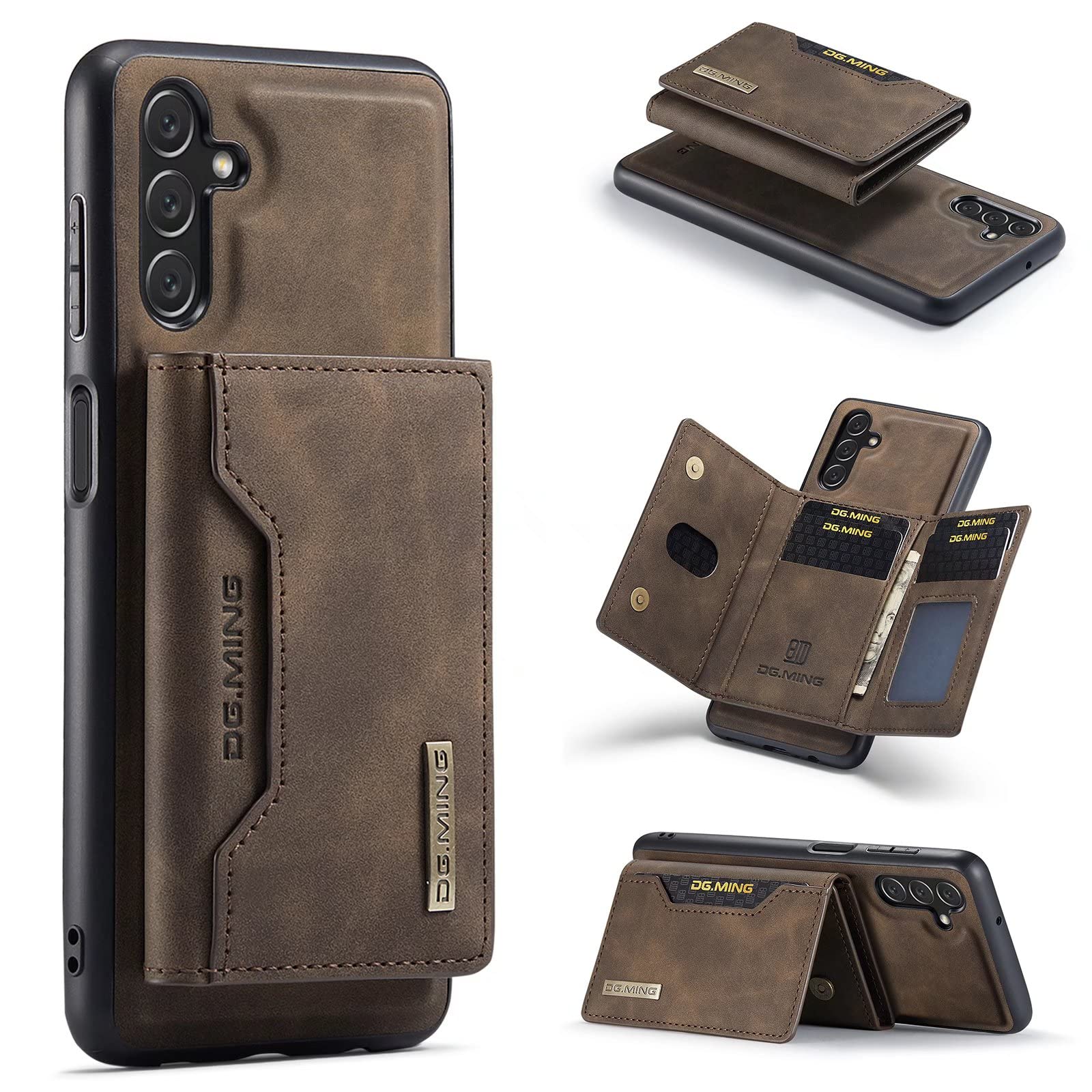 Premium Retro Leather Wallet Case for Samsung Galaxy A13 5G – Trifold Magnetic Detachable Phone Cover with Card Holder (Coffee) | Stylish Protection for Everyday Use, Travel & Business Meetings