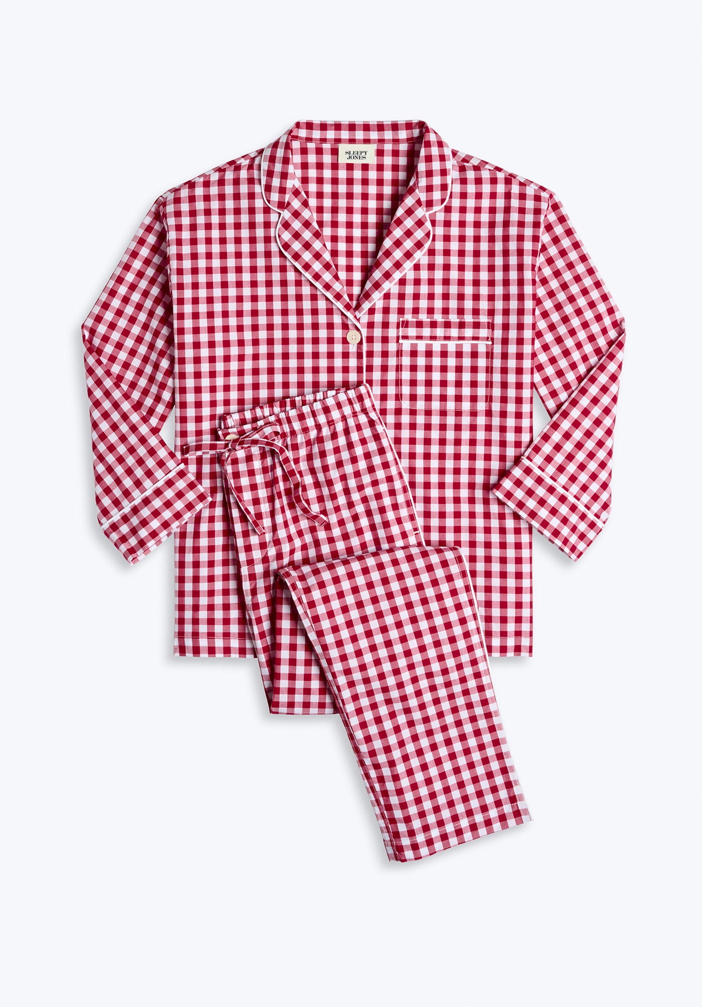 Marina Pajama Set - Large Size Red Gingham Sleepwear for Women | Soft & Comfortable Cotton Pajamas for Lounging, Sleepovers & Relaxing at Home