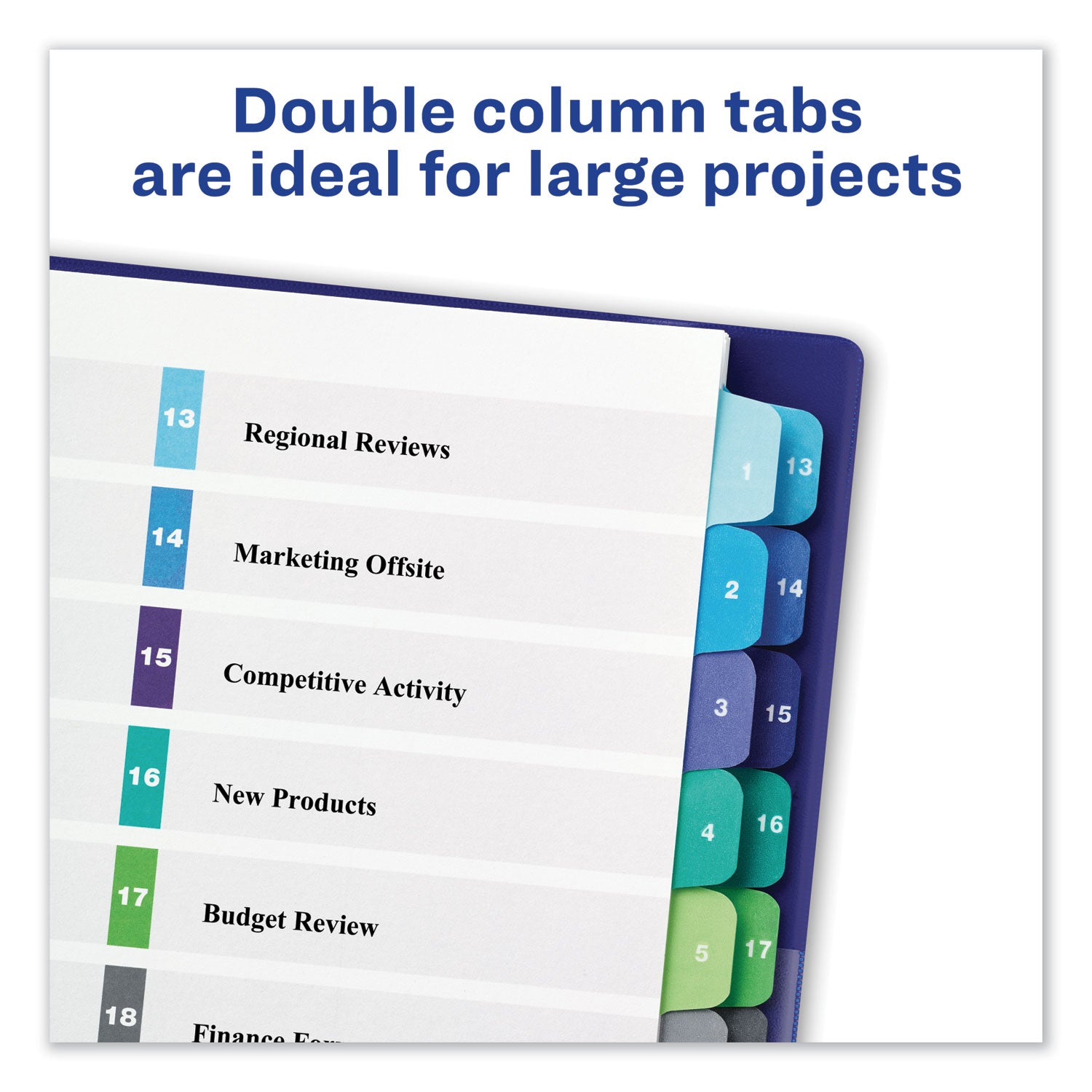 Avery® Customizable Double Column Multicolor Tab Dividers - 24 Tabs (1-24), 11 x 8.5 Inches, White - Perfect for Office Organization, School Binders & Document Filing