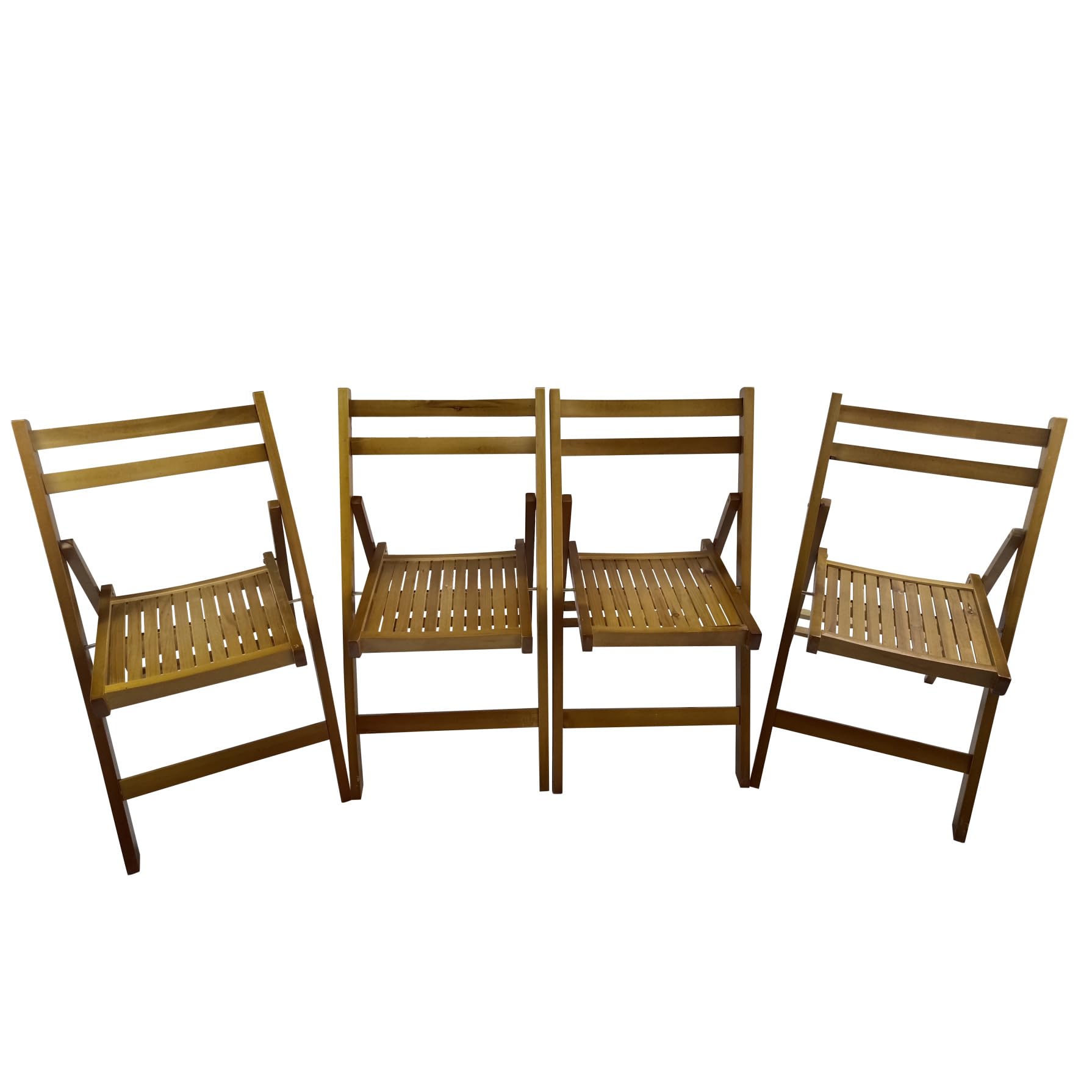4 Pack Solid Wood Folding Chairs - Teak Wood Foldable Dining Chairs with Slatted Seat & Open Back Design | Portable Indoor Outdoor Event Seating for Weddings, Parties, Kitchen, Dining Room, Balcony & Garden Use