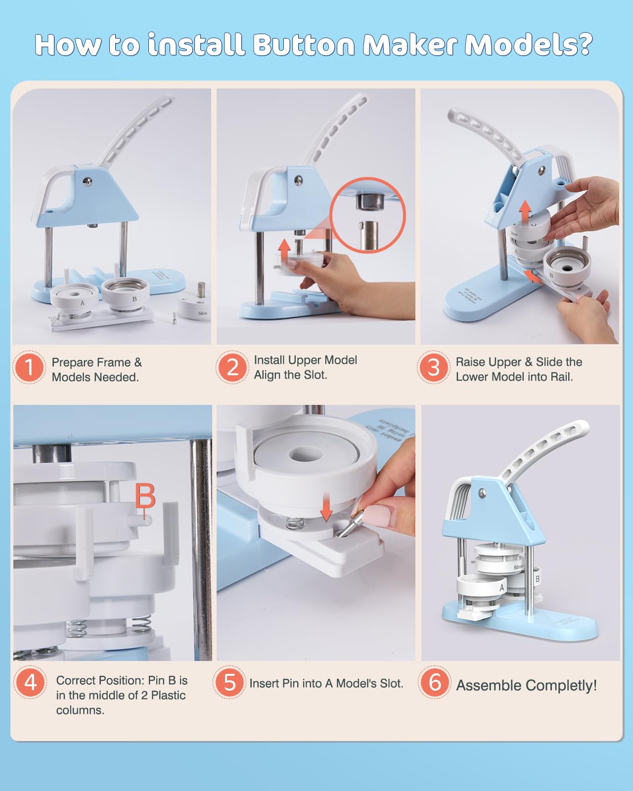 32mm & 58mm Professional Button Maker Machine Kit - Includes 200 Metal Backings, Sturdy Aluminum Body (1.25 & 2.25 Inch) for DIY Badges, Pins & Custom Buttons - Perfect for Craft Fairs, School Projects, Promotions & Personalized Gifts