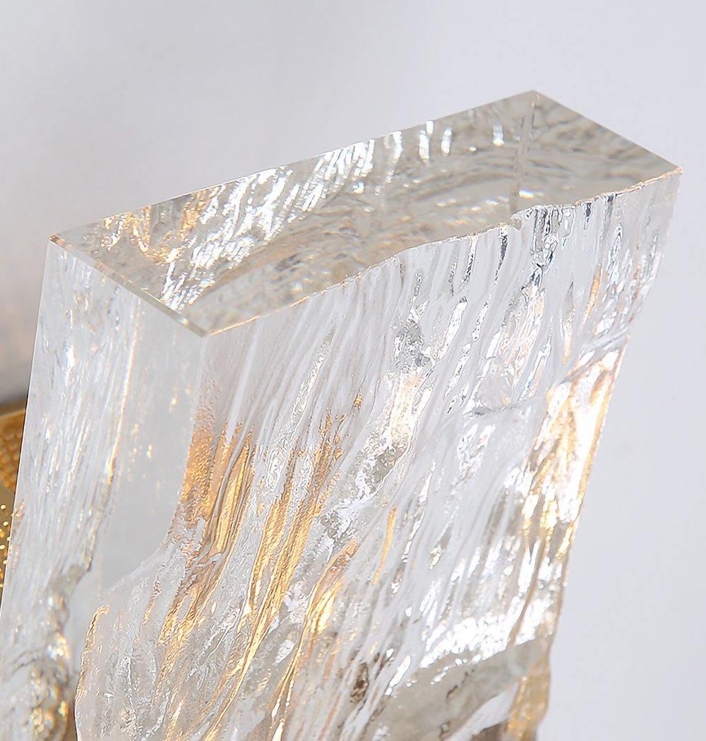 Crystal Wall Sconce - Elegant Ice Glass LED Wall Light for Bedroom, Living Room, and Hallway Decor | Dimmable Modern Lighting Fixture