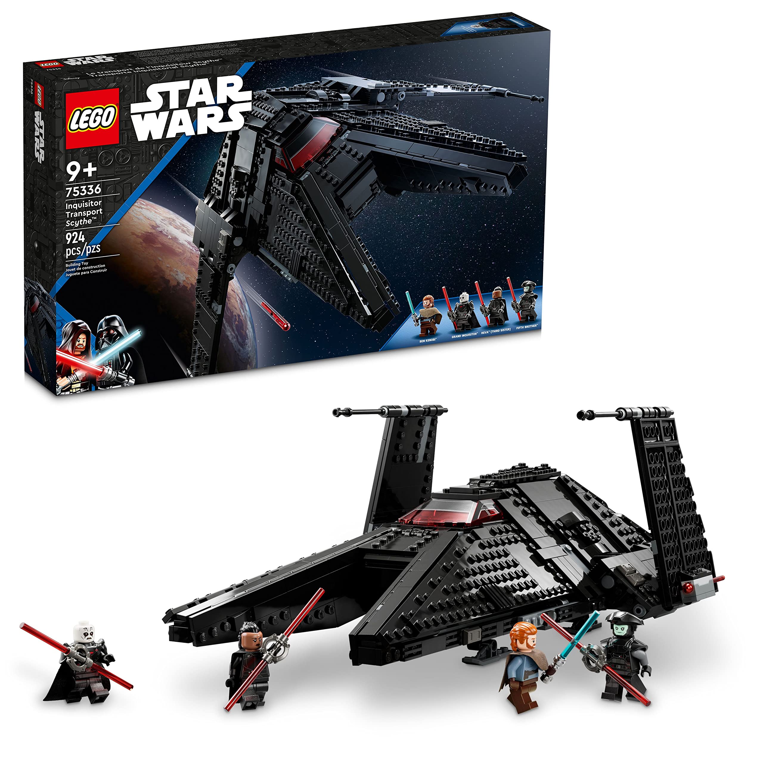 LEGO Star Wars Inquisitor Transport Scythe 75336 Building Toy Set - Obi-Wan Kenobi Playset with Dual-Blade Blue & Red Lightsabers, Ben Kenobi Minifigure | Space Ship Model for Kids & Collectors | Star Wars Gift for Birthday & Christmas