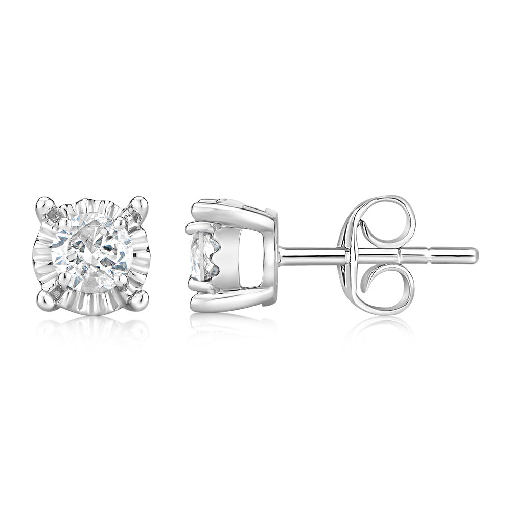 9ct White Gold 1/2 Carat Diamond Solitaire Stud Earrings with Disc Setting - Perfect for Weddings, Anniversaries & Special Occasions