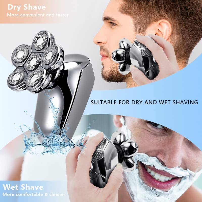6-in-1 Electric Razor for Men - USB Rechargeable Wet/Dry Shaver with Fast Charging & Waterproof Design - Perfect for Travel, Home & Gym Use - Beard Trimmer & Shaving Machine for Smooth Shave