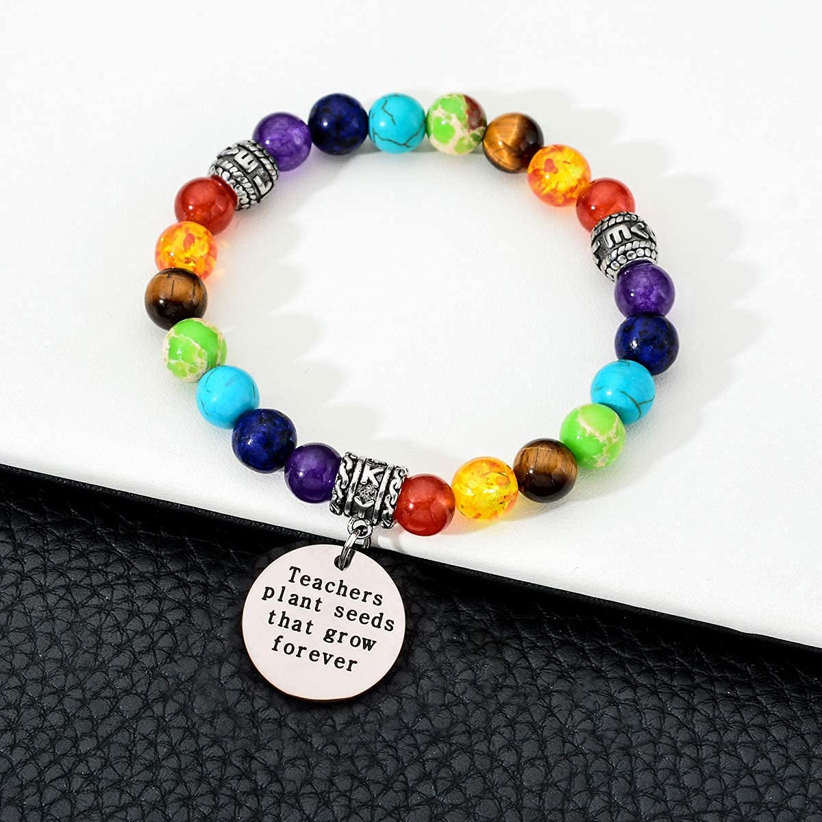 7 Chakra Healing Beads Bracelet - Spiritual Teacher Appreciation Gift, Graduation Jewelry for Educators - Perfect for Yoga, Meditation & Stress Relief