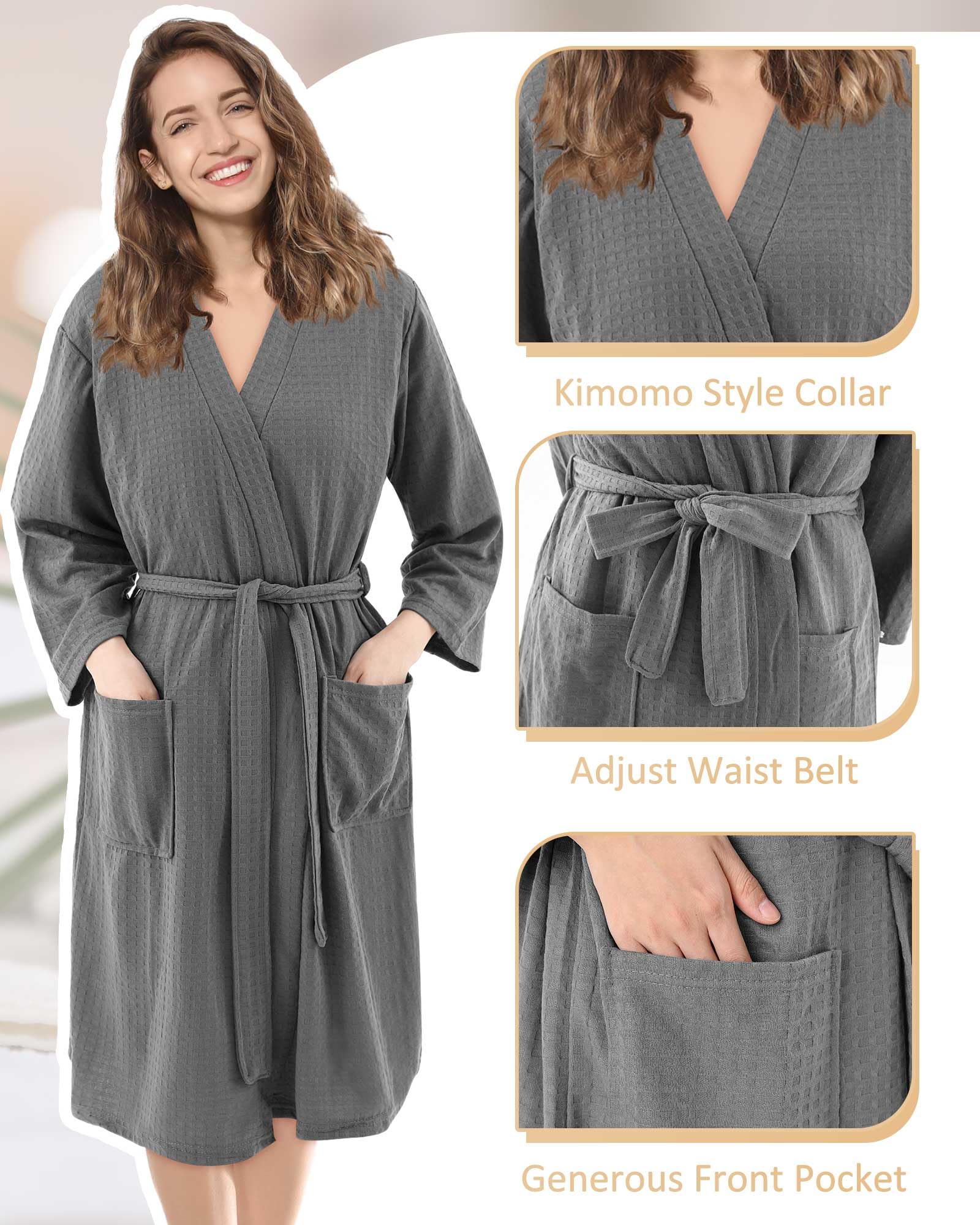 Panitay 12 Pack Women's Waffle Knit Robes - Soft Lightweight Spa Bathrobe for Shower, Hotel & Home Use - Bulk Commercial Robes for Parties, Bridal Showers & Relaxation