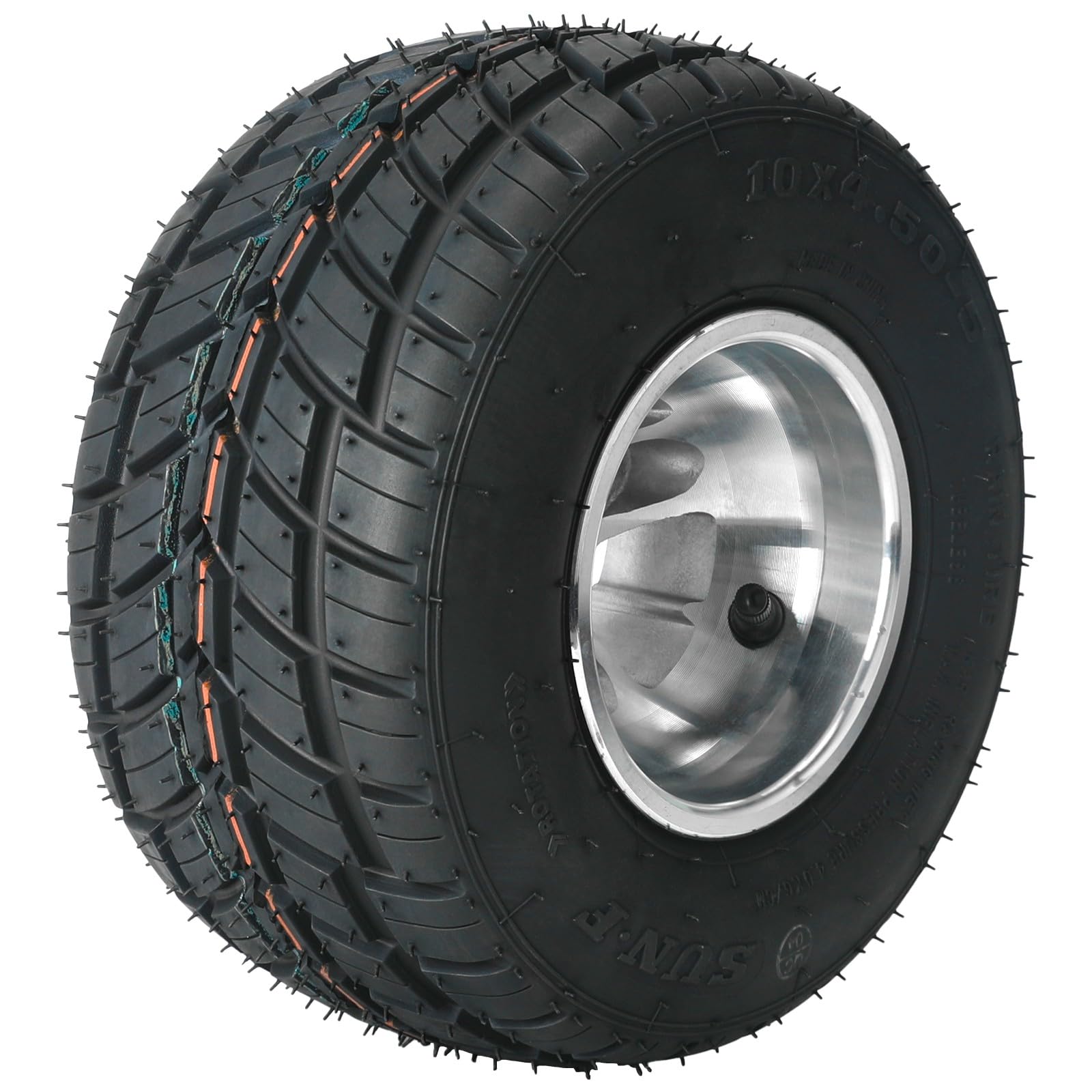 10x4.50-5 Front Go Kart Tires and Rims Set (2-Pack) - Heavy Duty Racing Wheels with 3 Bolt Holes for Mini Bikes, ATVs, Quads, Drift Trikes & Lawn Mowers - Perfect for Off-Road Racing, Backyard Drifting & Yard Maintenance