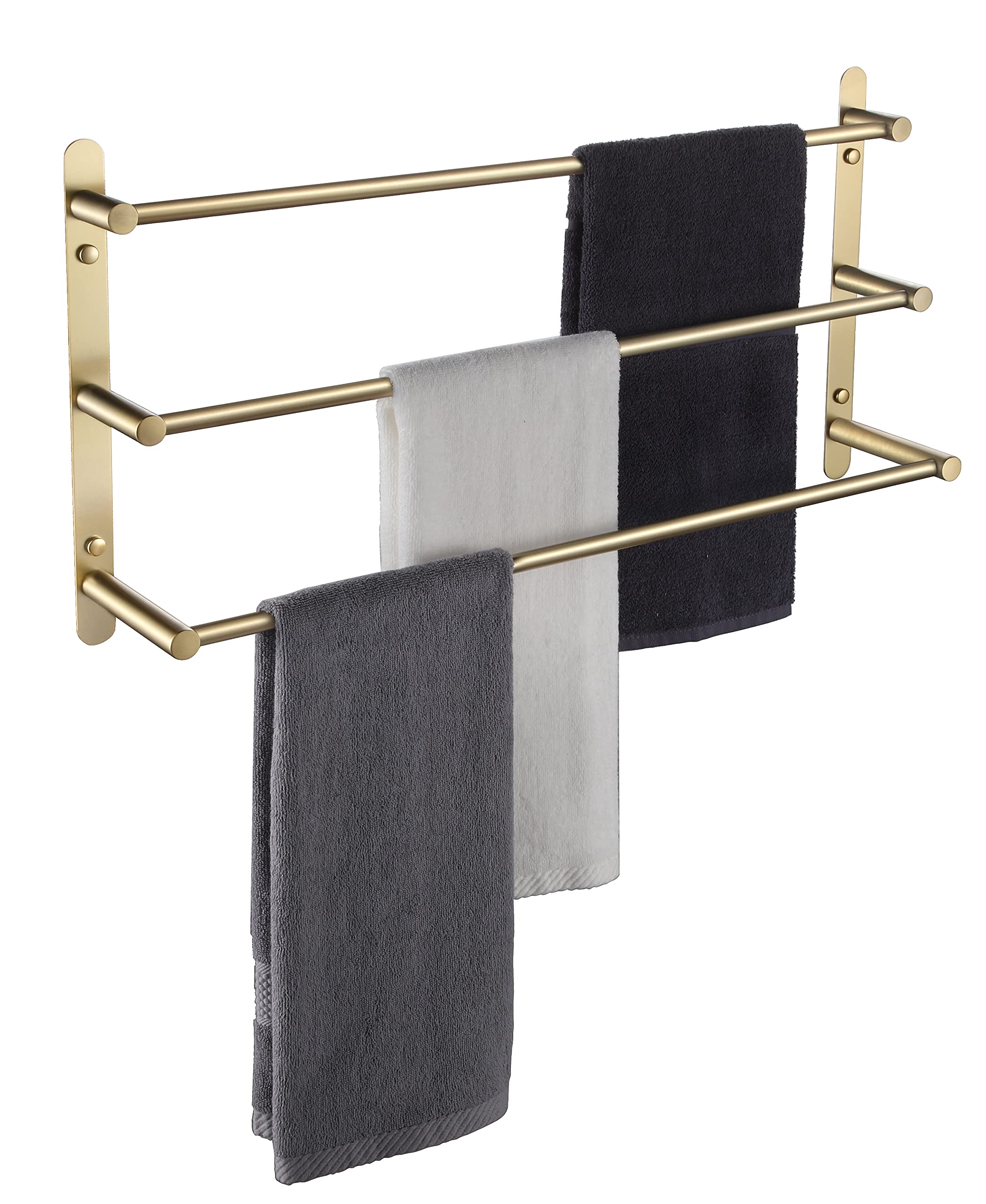 Stainless Steel 3-Tier Ladder Towel Holder - Wall Mounted Bathroom Towel Rack with Shelves (Brushed Gold, B5002BG-L24) - Perfect for Spa, Guest Bathroom & Luxury Home Decor