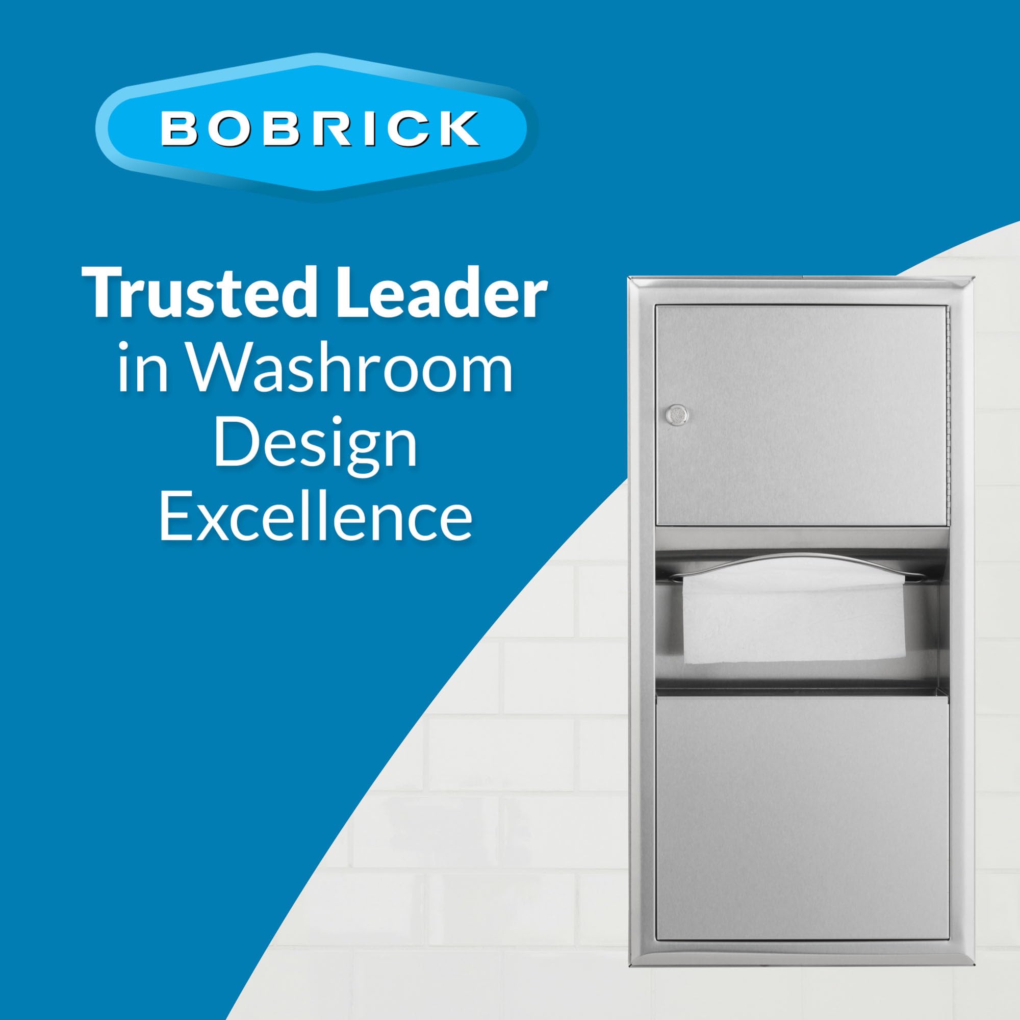 Bobrick 3699 ClassicSeries Stainless Steel Paper Towel Dispenser with Waste Receptacle - 2 Gallon Capacity, Satin Finish, 14.25