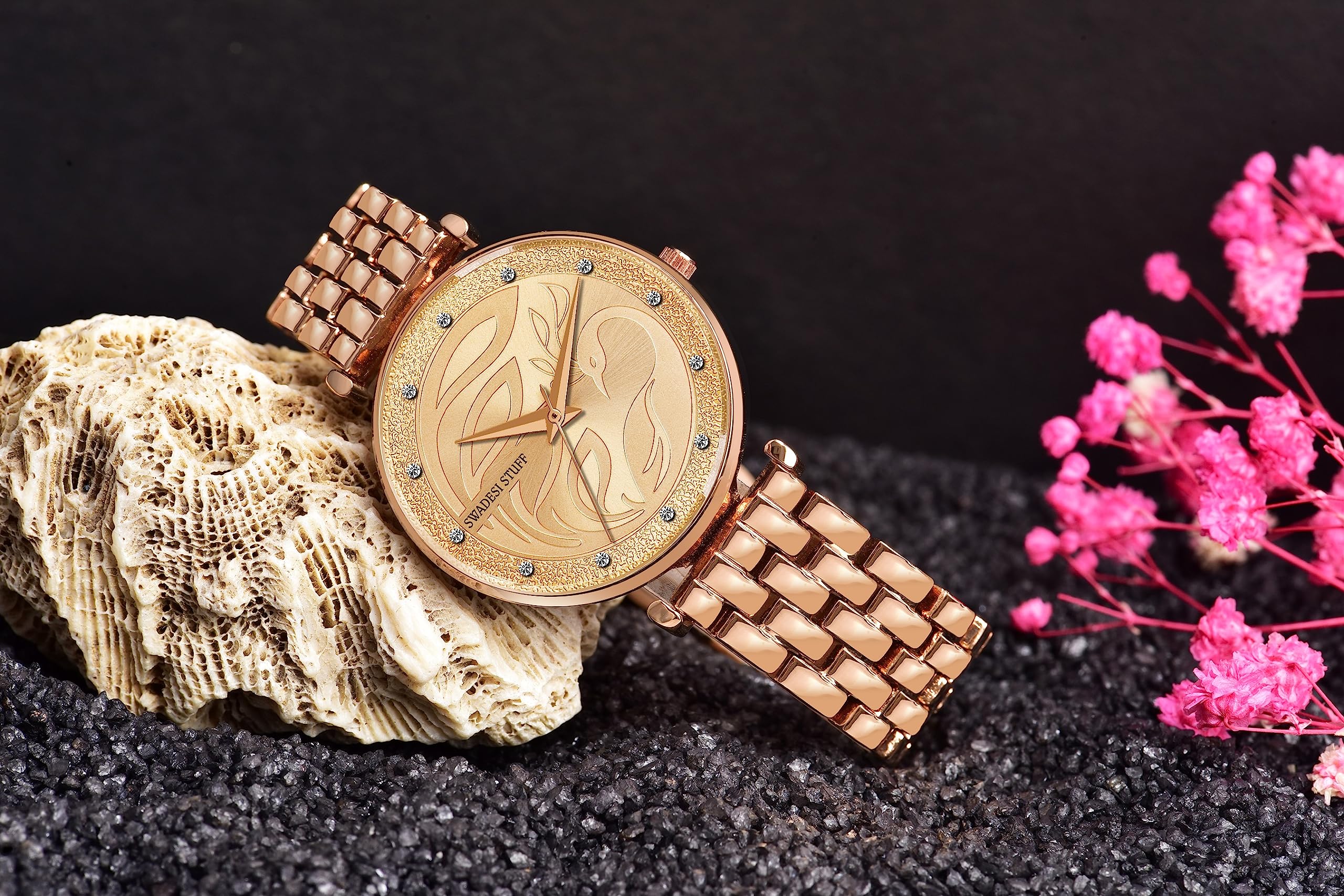 Premium Phoenix Peacock Women's Watch - Stainless Steel Strap for Elegant Occasions