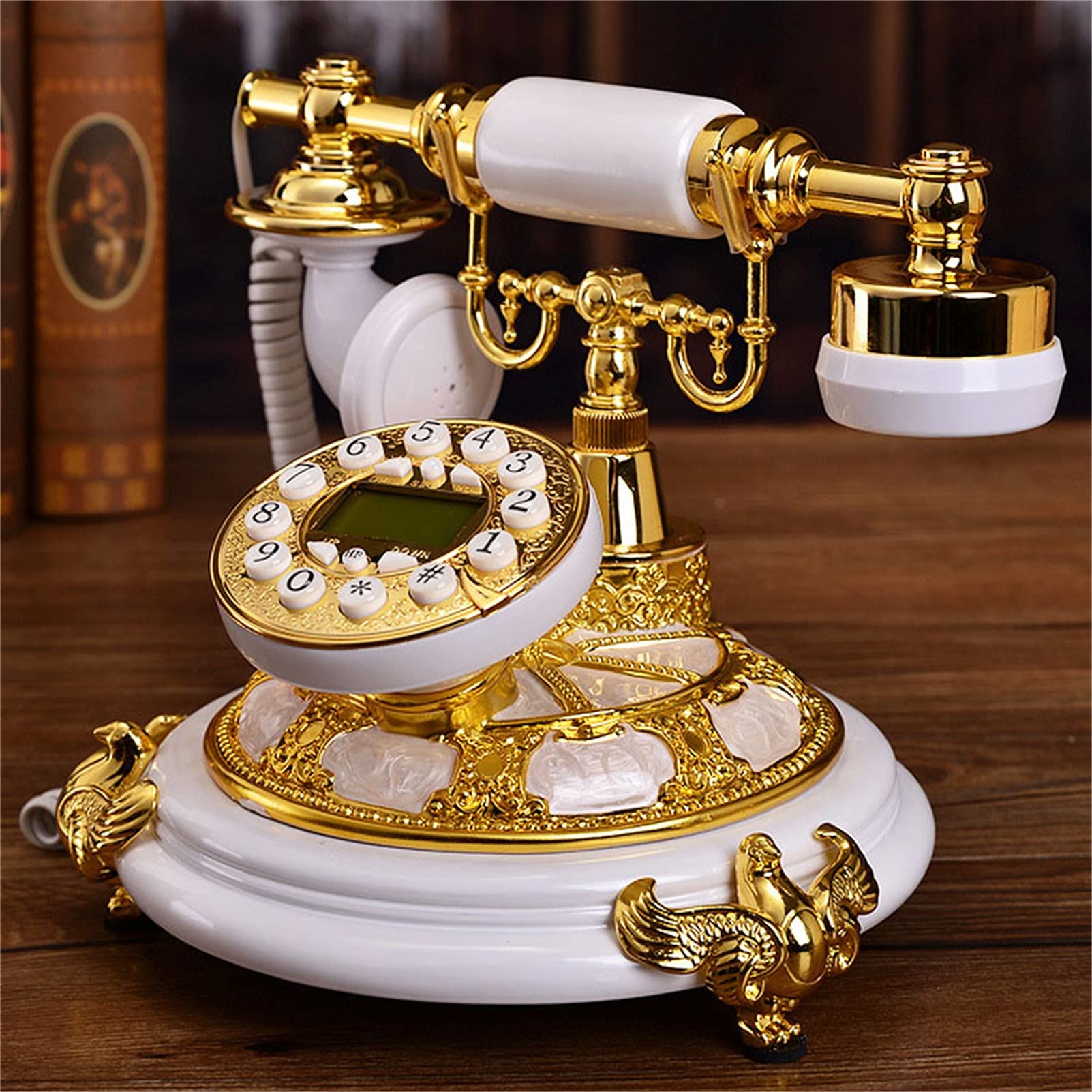 Vintage Antique Rotary Dial Telephone - Retro European Style Landline Phone for Home, Office, Cafe & Bar Decor - White Classic Decorator Gift (Perfect for Vintage Themed Weddings, Theater Props & Nostalgic Home Decor)