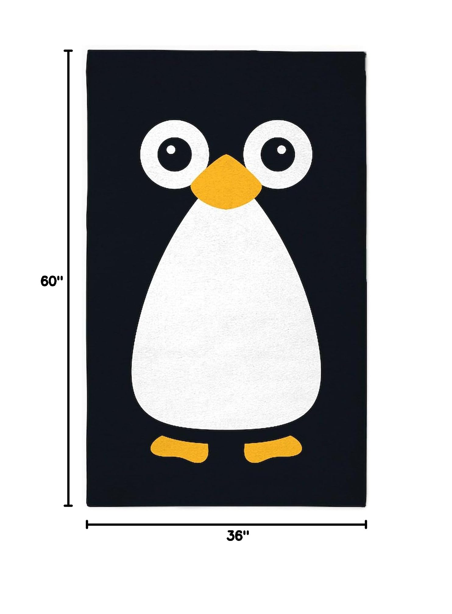 Cute Vector Penguin 3'X5' Non-Slip Area Rug - Soft Decorative Throw Rug for Living Room, Bedroom & Nursery - Machine Washable Fabric Rug for Home Decor
