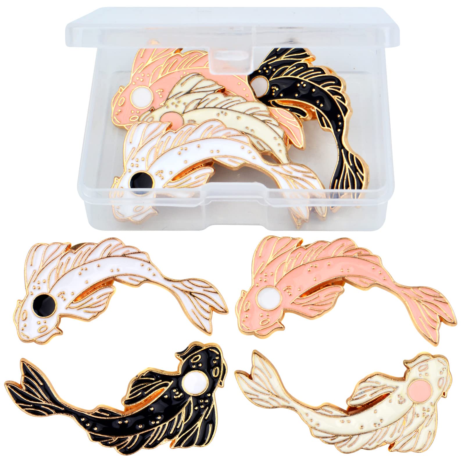 4Pcs Cute Fish Enamel Lapel Pins - Cartoon Brooch Badges for DIY Clothes, Bags, Jackets & Hats - 4 Color Fashion Jewelry Accessories - Perfect for Gifts, Parties & Outfit Decorations