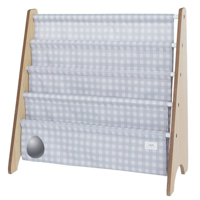 3 Sprouts Kids Book Rack Organizer - Blue Gingham Pattern Bookshelf for Nursery, Playroom & Classroom Storage | Perfect for Children's Books, Toys & Room Decor