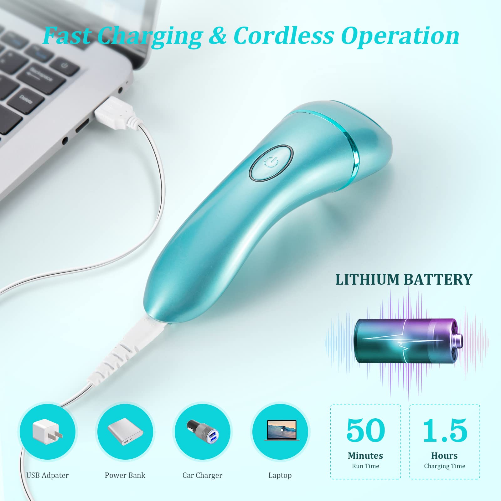 YHC 3-in-1 Epilator for Women - Electric Facial & Body Hair Remover, Wet & Dry Shaver for Legs, Arms & Bikini Line, Cordless Waterproof USB Rechargeable Epilation Device (Blue) | Perfect for Travel, Gym & Home Hair Removal