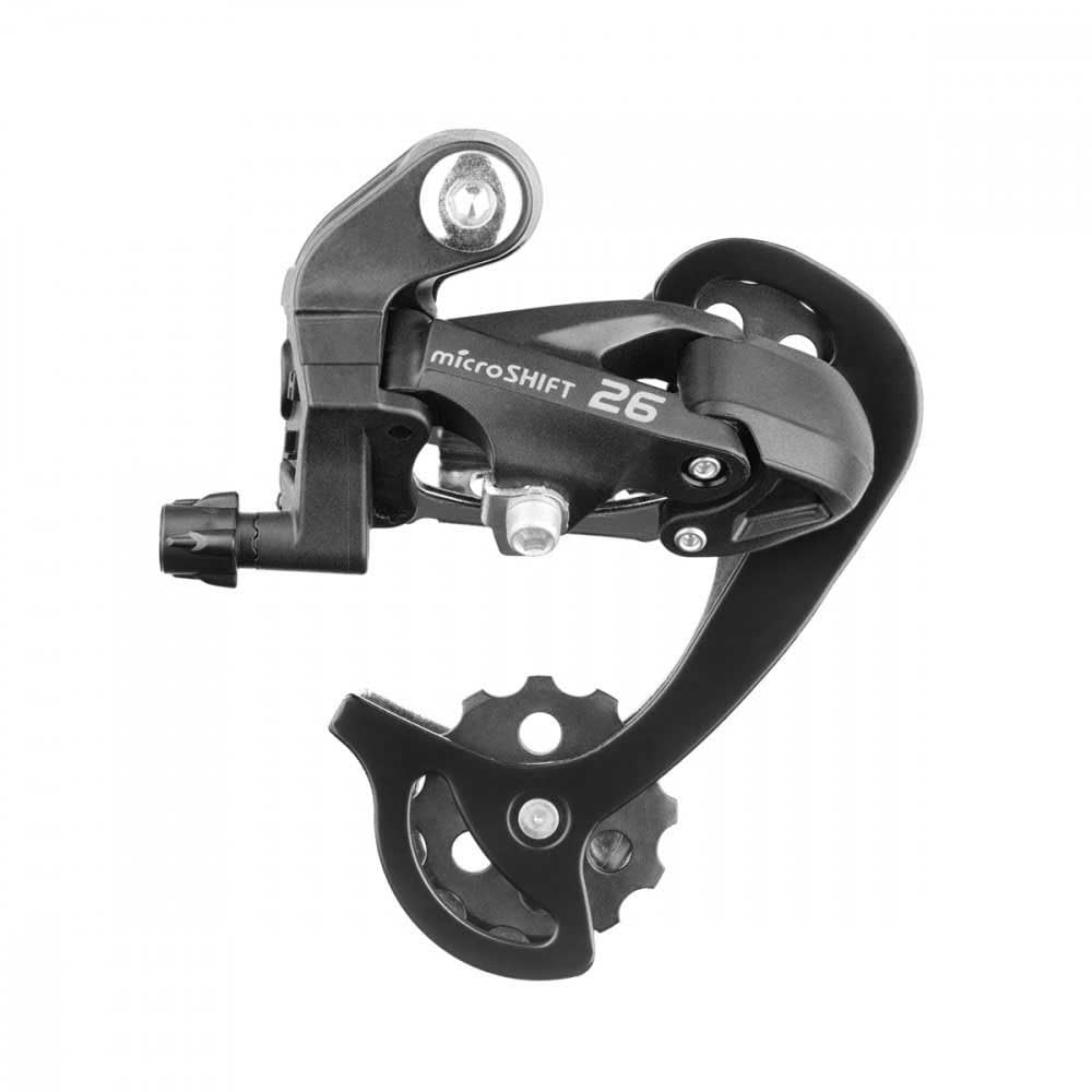 microSHIFT M26 Rear Derailleur - 7 & 8 Speed Bike Gear Shifter, Short Cage Design in Black | Compatible with Road Bikes, Mountain Bikes & Commuter Bikes
