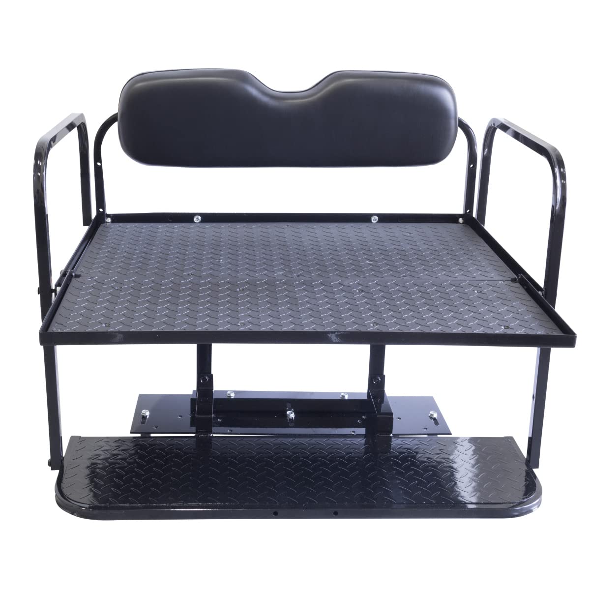 Club Car Precedent Golf Cart Rear Flip Seat Kit with Steel Frame - Compatible with 2004-Up Models (Black) | Heavy-Duty Upgrade for Golf Carts & Utility Vehicles | Perfect for Golf Courses, Resorts & Neighborhood Transport