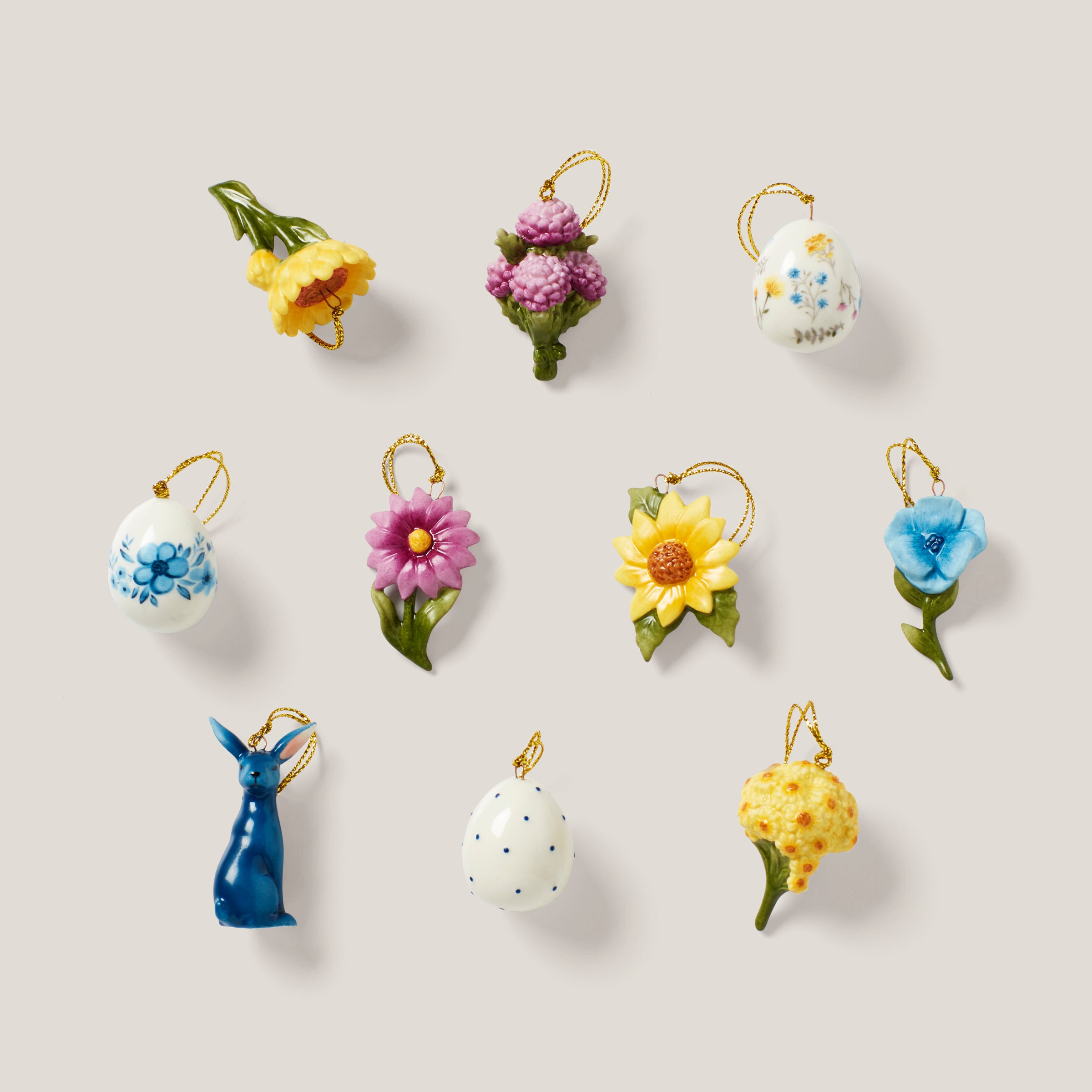 10-Piece Floral Easter Ornament Set - Spring Home Decor for Easter Tree, Wreath, and Table Centerpiece