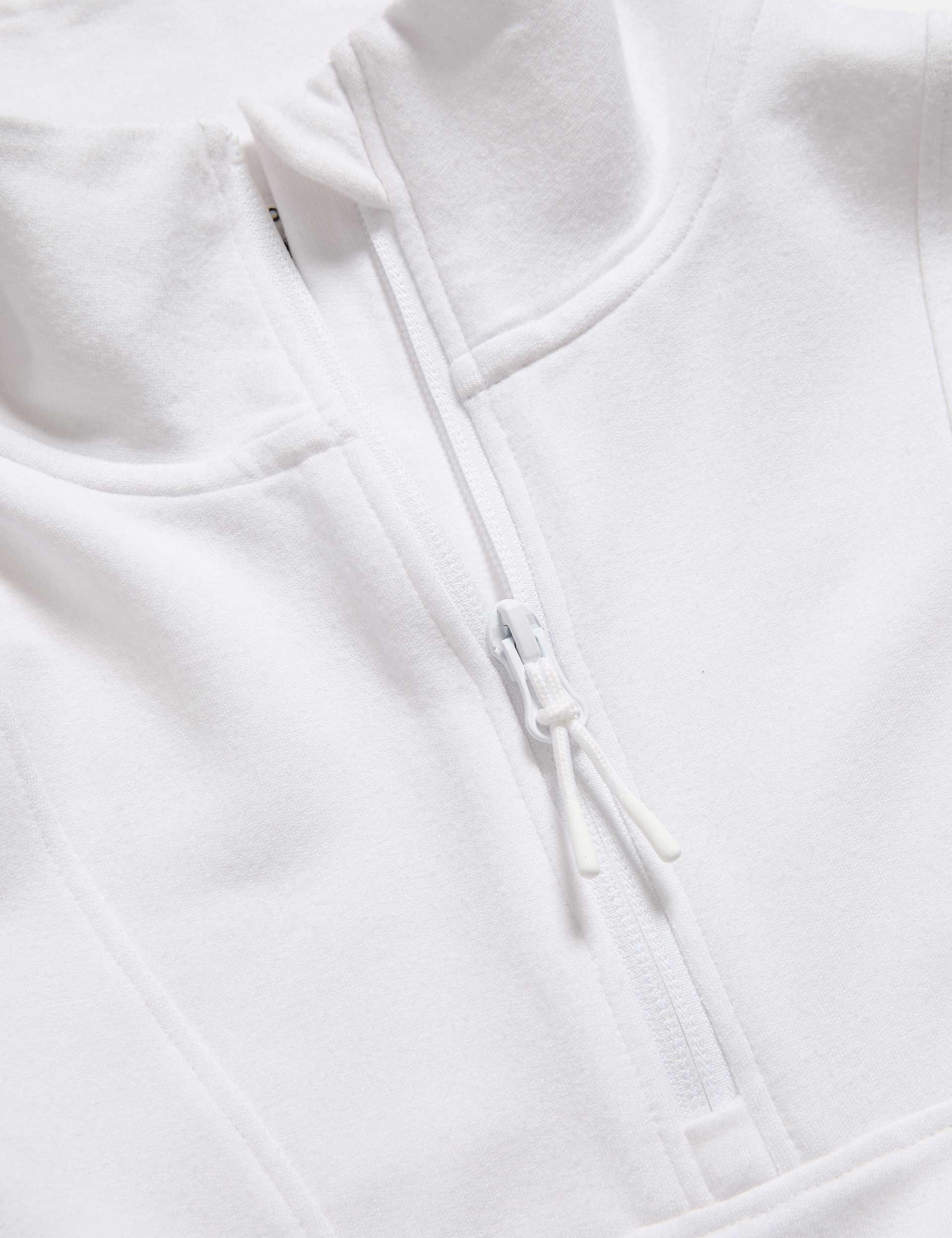 Modal Rich Funnel Neck Half Zip Top for Women - Soft Breathable White Pullover for Casual Wear & Layering