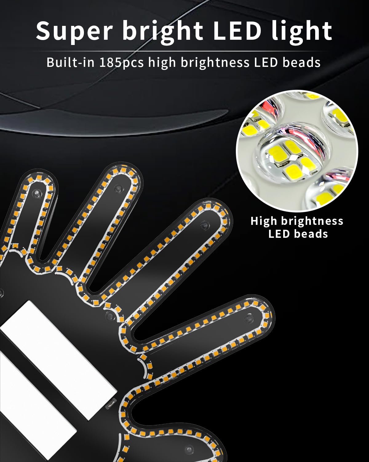 Hand Gesture Light for Car Back Window with Remote - LED Hand Light for Car, Easy Installation & Remote Control, Unique Car Accessories, Cool Gift for Men & Women, Perfect for Night Driving & Car Shows