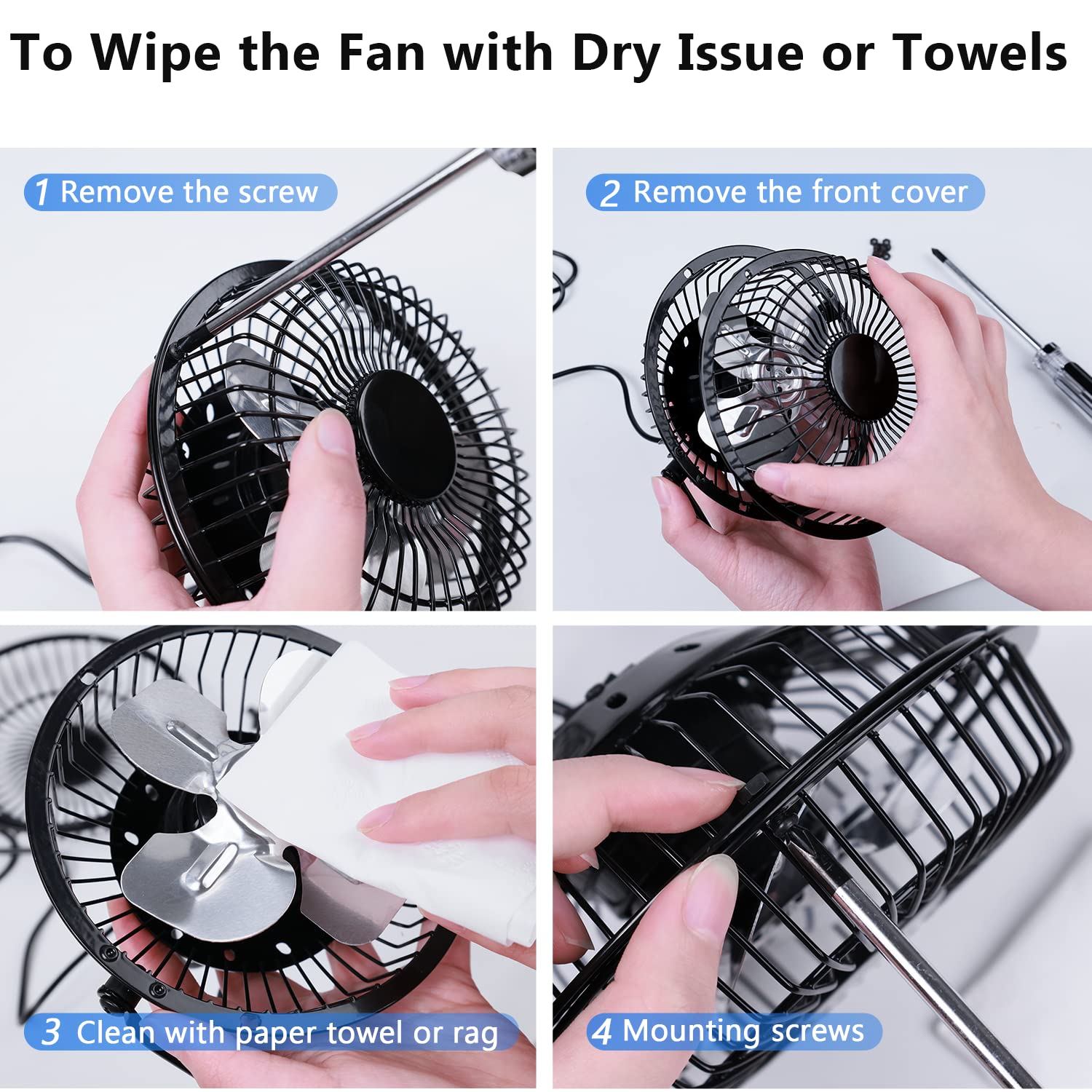 Zuvas 4 Inch USB Desk Fan - Quiet Small Portable Table Fan with 360° Rotation & 2 Speed Settings - Mini Personal Cooling Fan for Home, Office, Bedroom, Travel, Camping - Perfect for Work Desks, Nightstands, and Outdoor Adventures (Black)