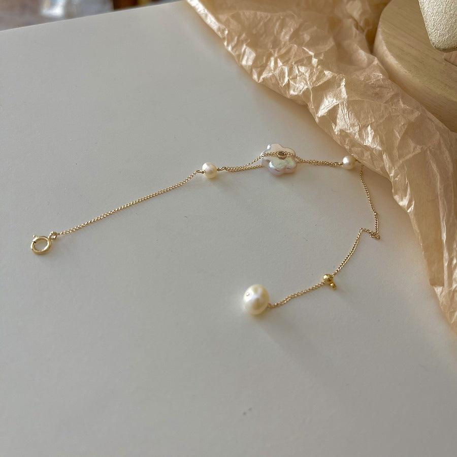 14K Gold Freshwater Pearl Bracelet for Women - Elegant Natural Pearl Jewelry Gift for Birthday, Anniversary & Special Occasions