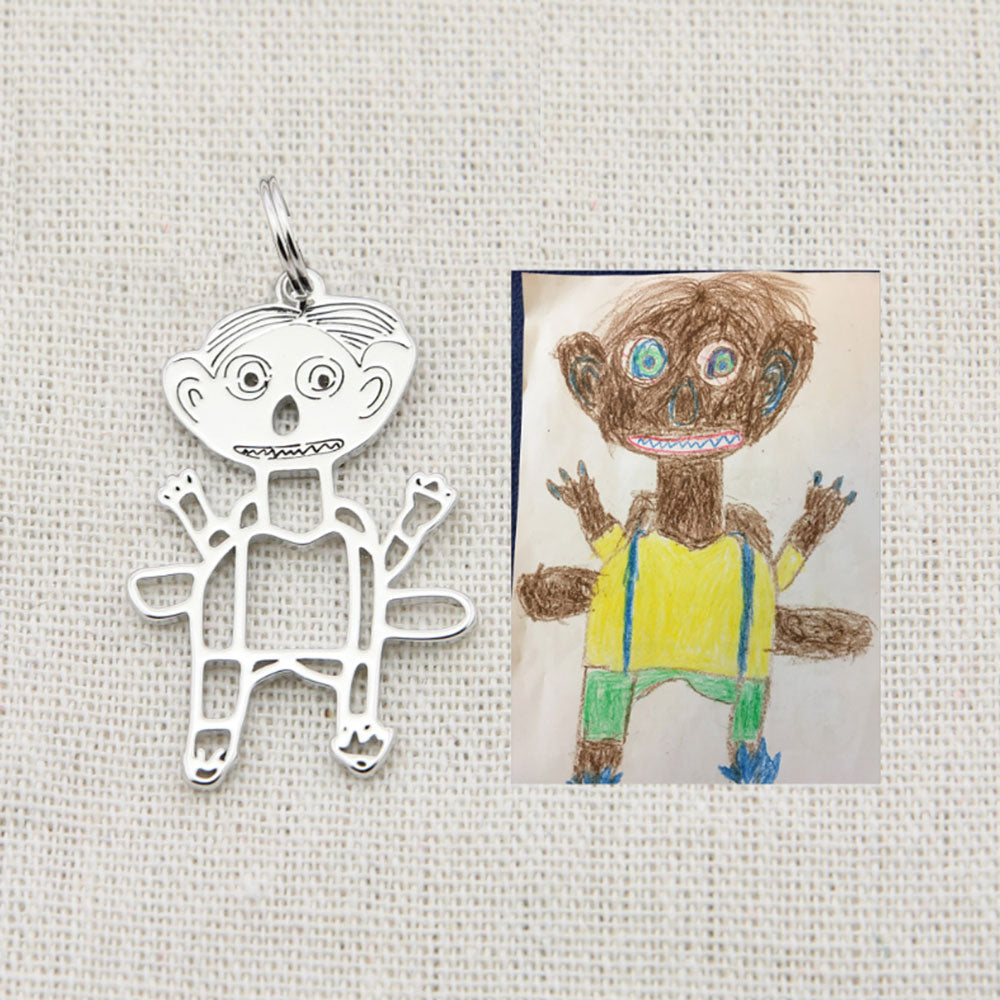 Personalized Kids Drawing Necklace - Custom Stainless Steel Pendant with Children's Artwork - Perfect Gift for Birthdays, Mother's Day & Family Keepsakes