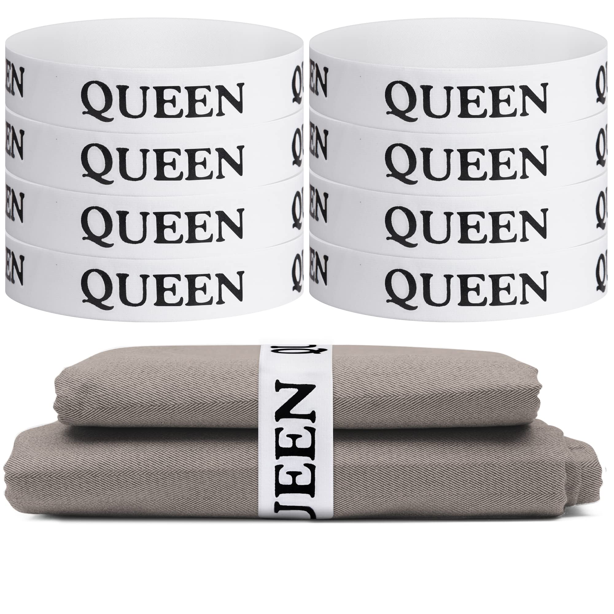8-Piece Elastic Bed Sheet Organizer Bands - Queen Size Sheet Keepers for Closet & Storage - Foldable Bedding Bands for Bedsheet, Pillowcase & Duvet - Perfect for Home Organization & Space Saving