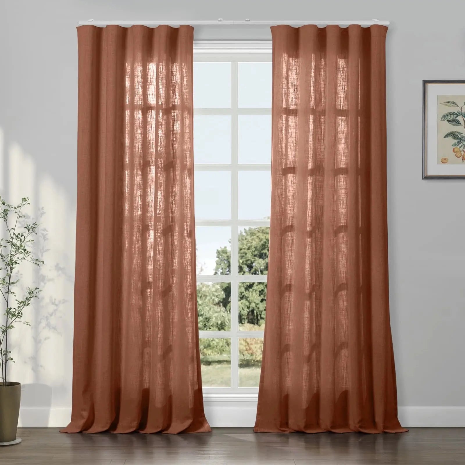 Liz Linen Ripple Fold Drapery Curtains - Elegant Window Treatments for Living Room & Bedroom Decor
