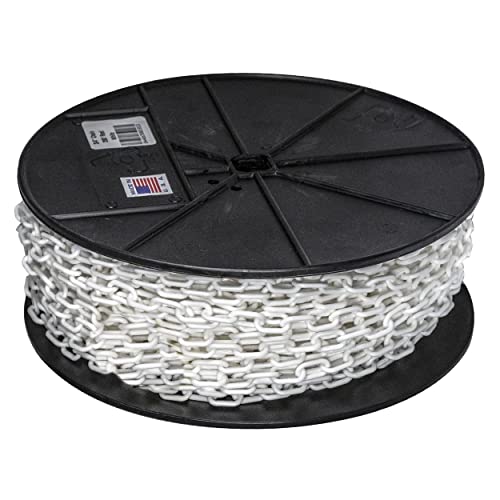 Mr. Chain Plastic Barrier Chain Reel - 3/4-Inch Link Diameter, 200-Foot Length, White (00101) - Ideal for Crowd Control, Event Safety, and Construction Site Barriers