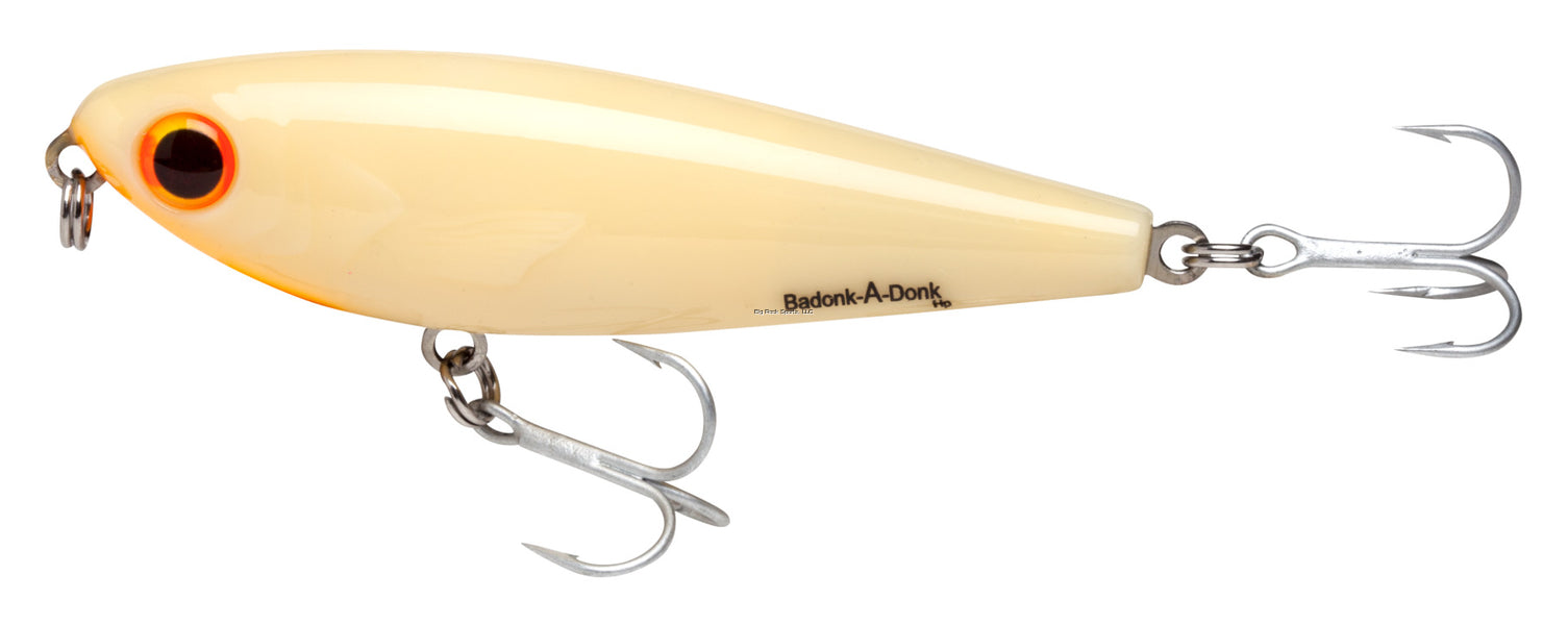Bomber Badonk A Donk High Pitch Fishing Lure - 4 3/4 oz, Bone Orange Throat - Topwater Bass Fishing Lure for Freshwater & Saltwater