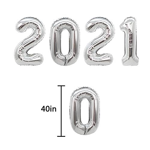 40 Inch 2021 Silver Balloons Banner - Large Party Decorations for New Year, Graduation, Anniversary & Special Events - Perfect for Indoor/Outdoor Celebrations