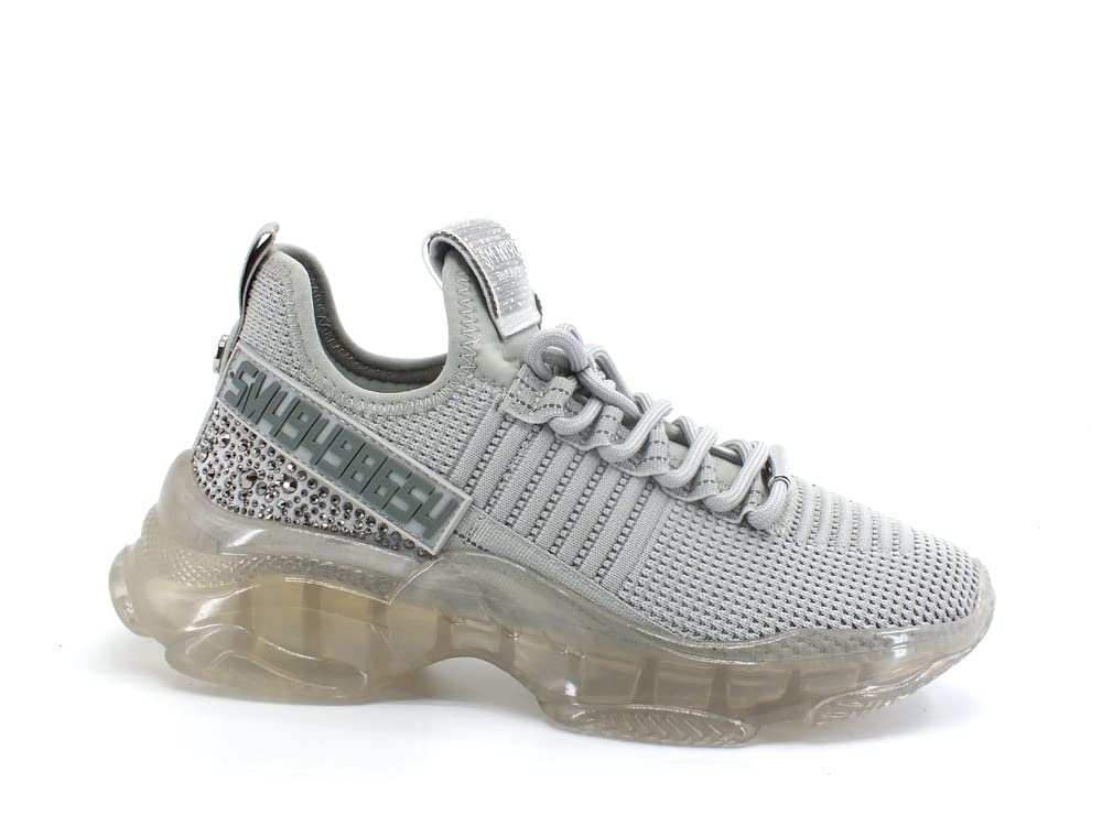 Steve Madden Maxilla-R Sneaker Women's Elastic Textured Rhinestone Grey Multi Fashion Shoes - Perfect for Casual Wear, Parties & Everyday Comfort MAXI09S1