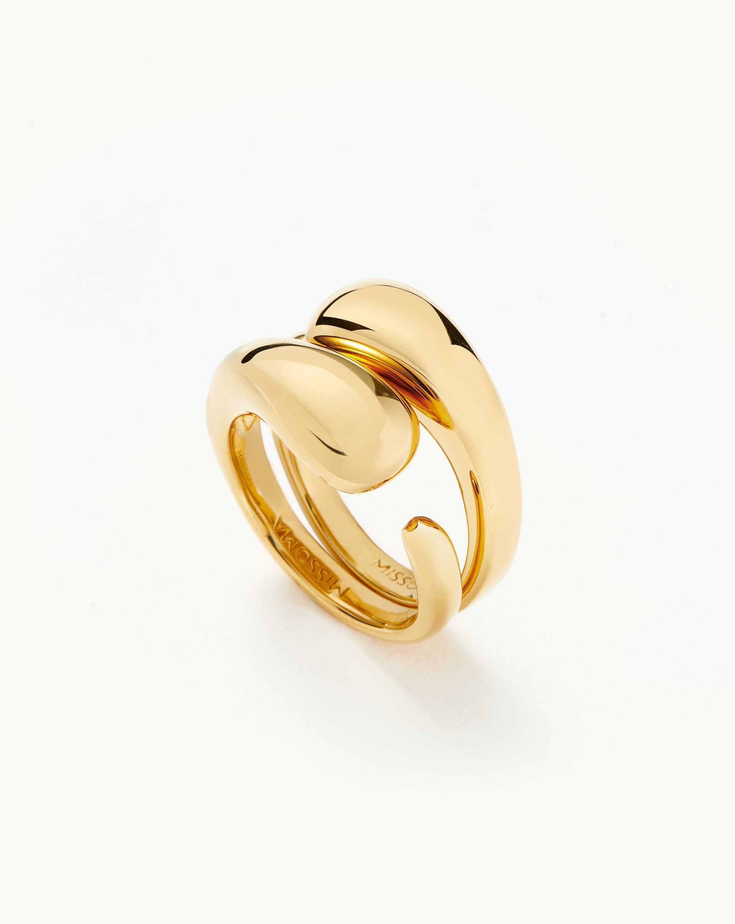 18k Gold Plated Molten Double Stacking Ring Set for Women - Elegant Layered Rings for Everyday Wear, Date Night & Special Occasions
