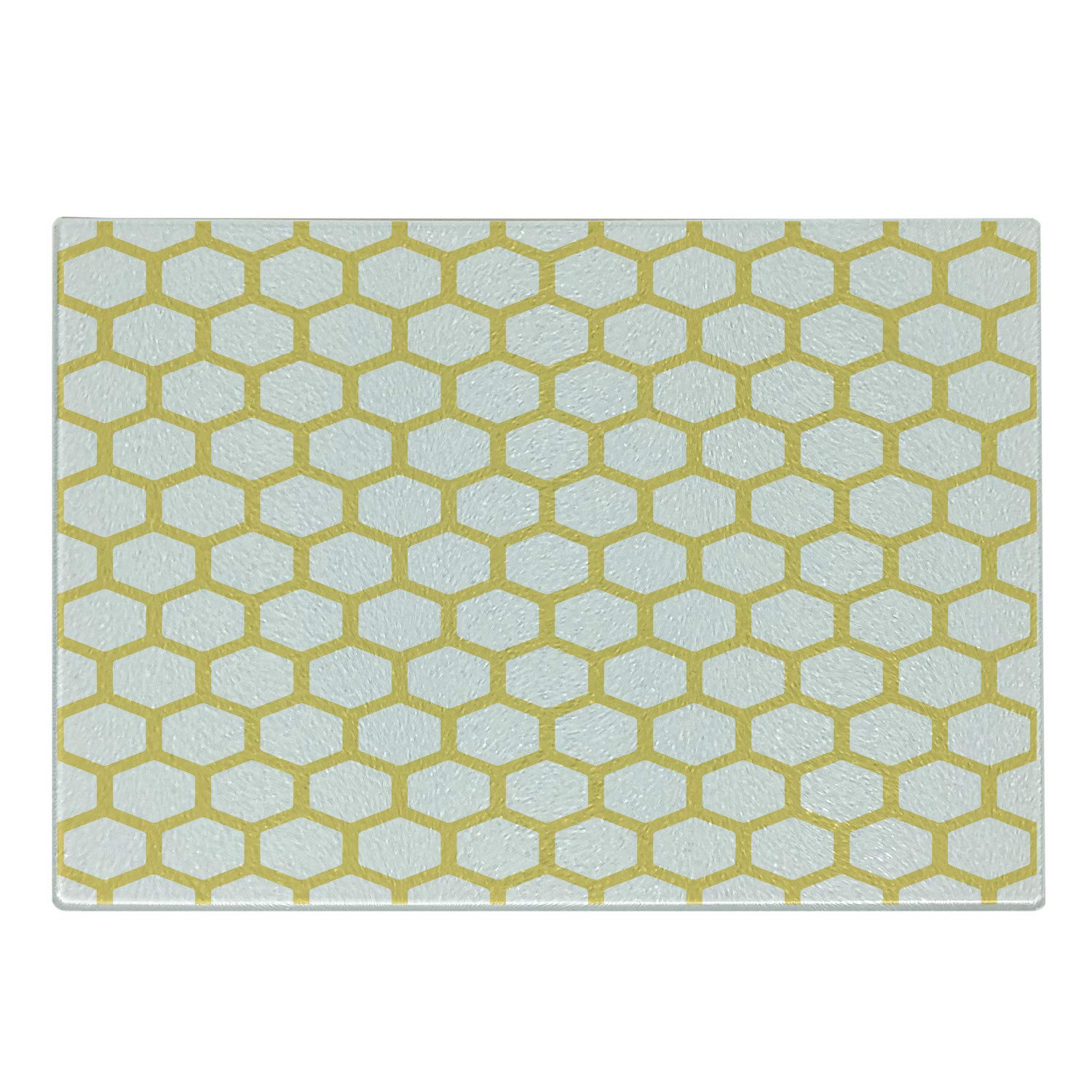 Hexagonal Glass Cutting Board - Yellow & White Honeycomb Design for Kitchen & Serving