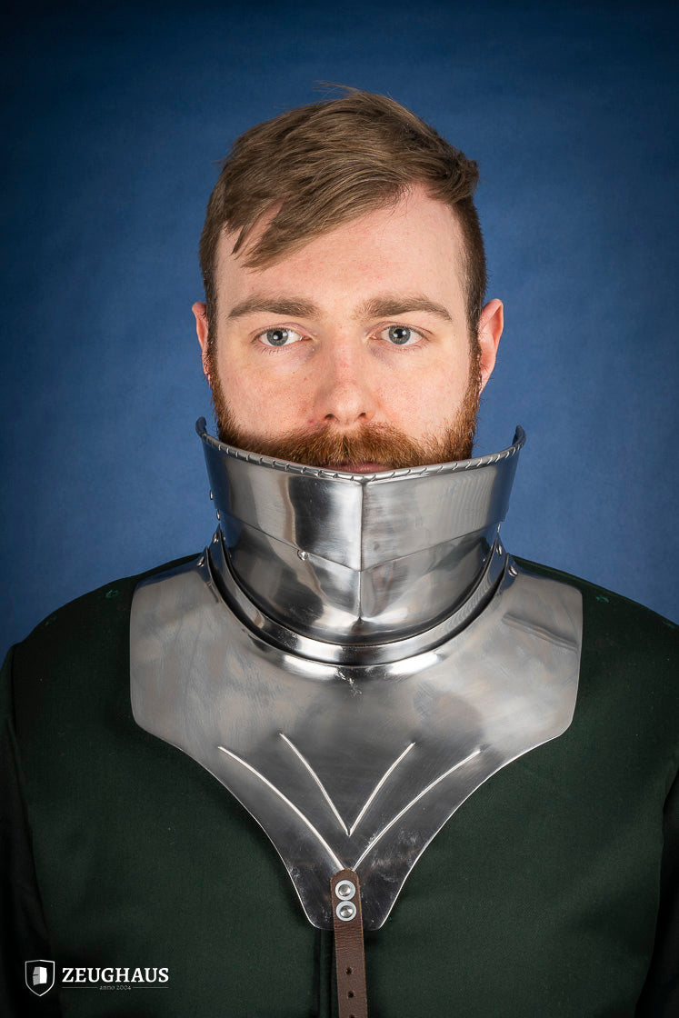 Medieval Articulated Gorget with Bevor - 1.6mm Polished Steel Armor for 1450-1520 Period - Perfect for LARP, Renaissance Fairs & Historical Reenactments