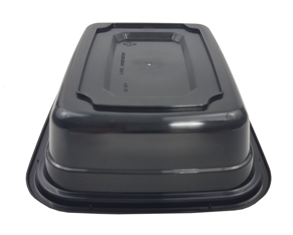 12 oz. Black Oblong Microwave & Freezer Safe Food Storage Containers with Lids - BPA Free, Stackable (Pack of 10) - Ideal for Meal Prep, Leftovers & Office Lunches