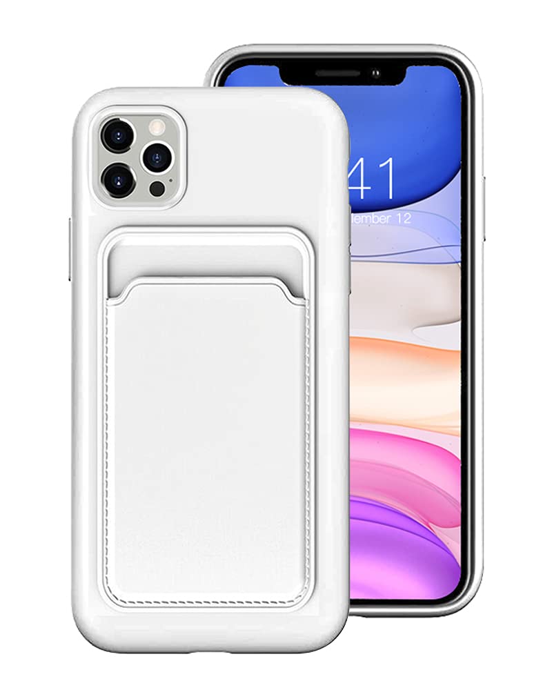Liquid Silicone Wallet Case for iPhone 11 - Slim Protective Phone Cover with Built-in Card Holder & RFID Blocking | Soft Flexible Shockproof Design | Perfect for Everyday Use, Travel & Business (White)
